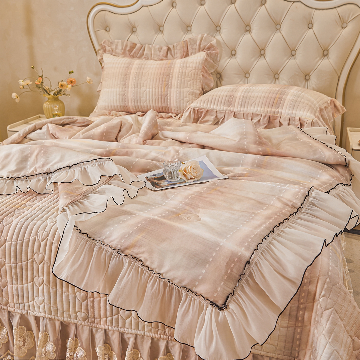 91家纺网 家纺一手货源 找家纺 （总）宜凡家纺 2026新款全棉数码印花夏被床盖四件套格子系列