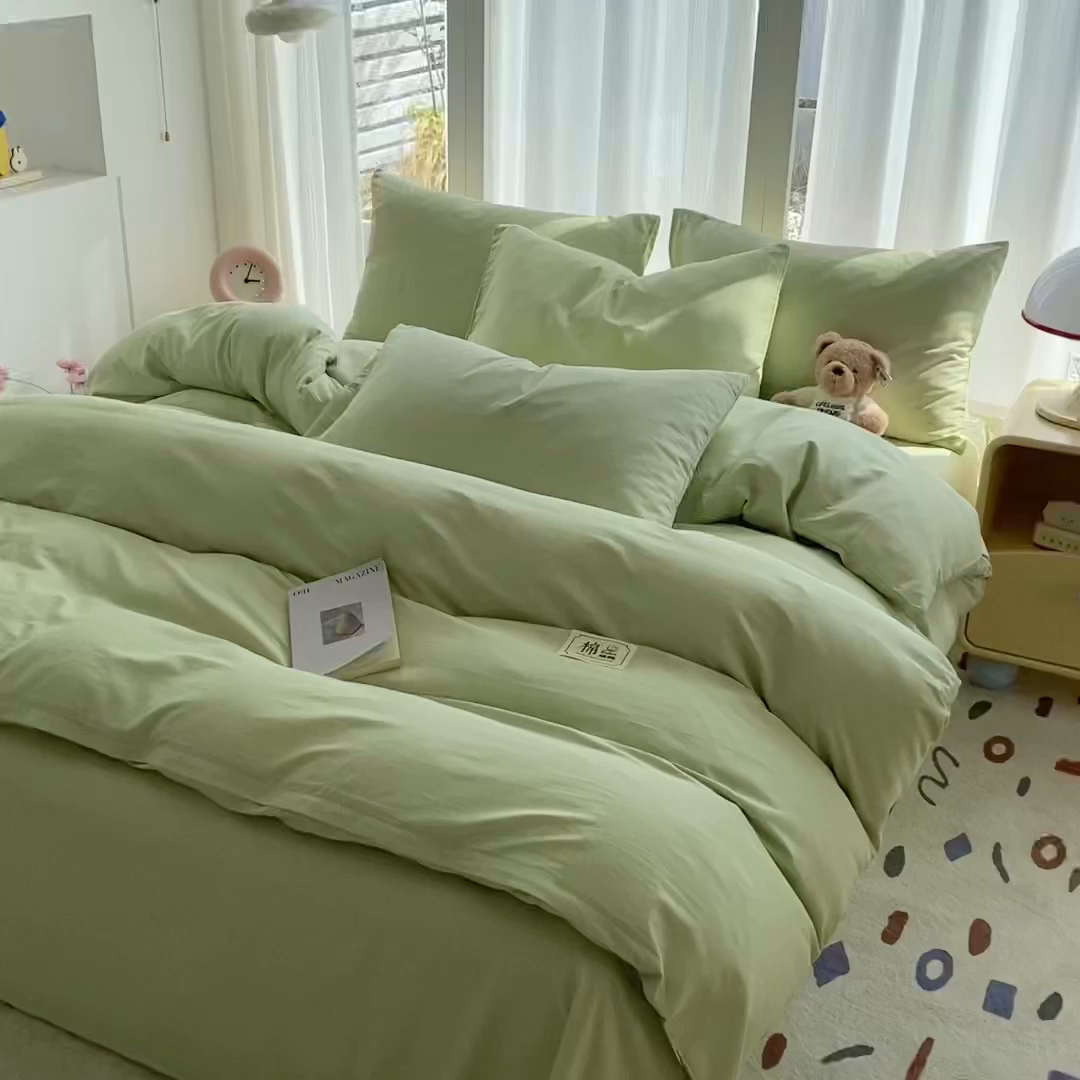 91家纺网 家纺一手货源 找家纺 （总）蓝梦 2026新款全棉水洗棉布标四件套