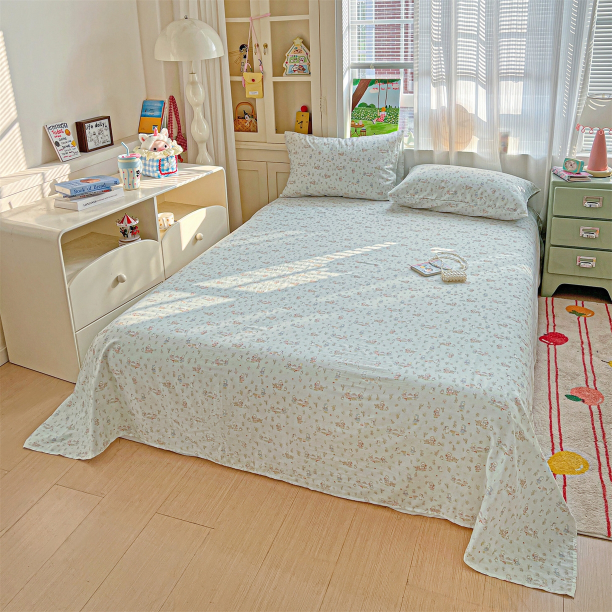 91家纺网 家纺一手货源 找家纺 名兮家居 2026新款全棉纯棉A类双层纱单床单 床单单件 双层纱-花田鸭