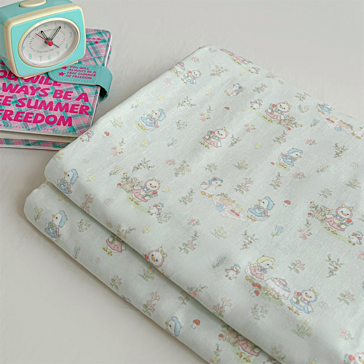 91家纺网 家纺一手货源 找家纺 名兮家居 2026新款全棉纯棉A类双层纱单床单 床单单件 双层纱-花田鸭