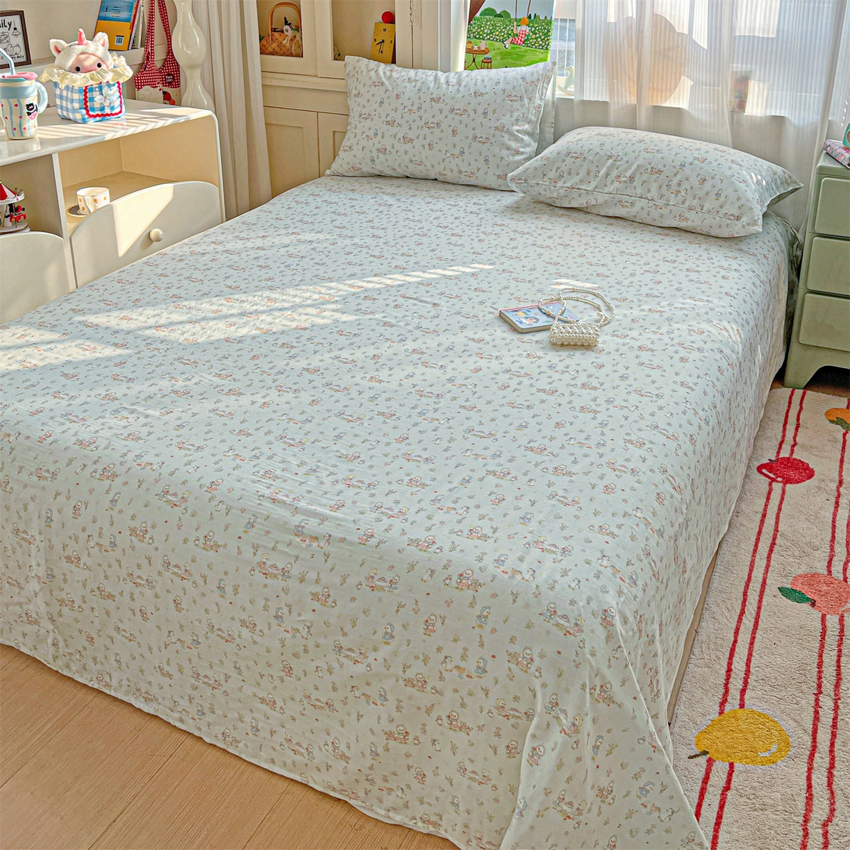 91家纺网 家纺一手货源 找家纺 名兮家居 2026新款全棉纯棉A类双层纱单床单 床单单件 双层纱-花田鸭