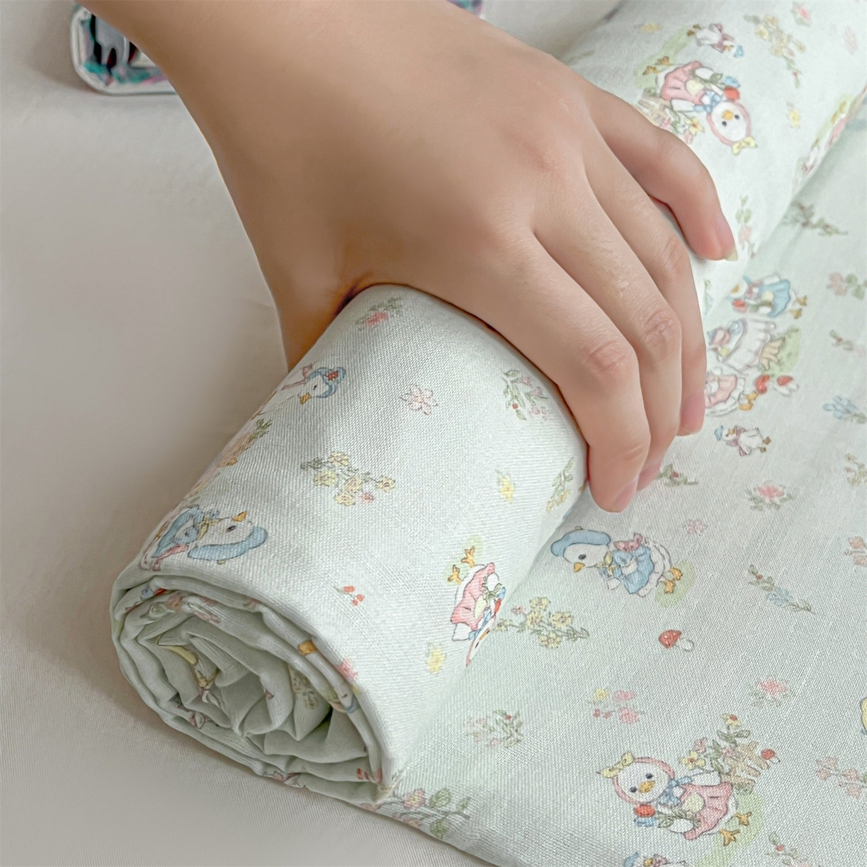 91家纺网 家纺一手货源 找家纺 名兮家居 2026新款全棉纯棉A类双层纱单床单 床单单件 双层纱-花田鸭