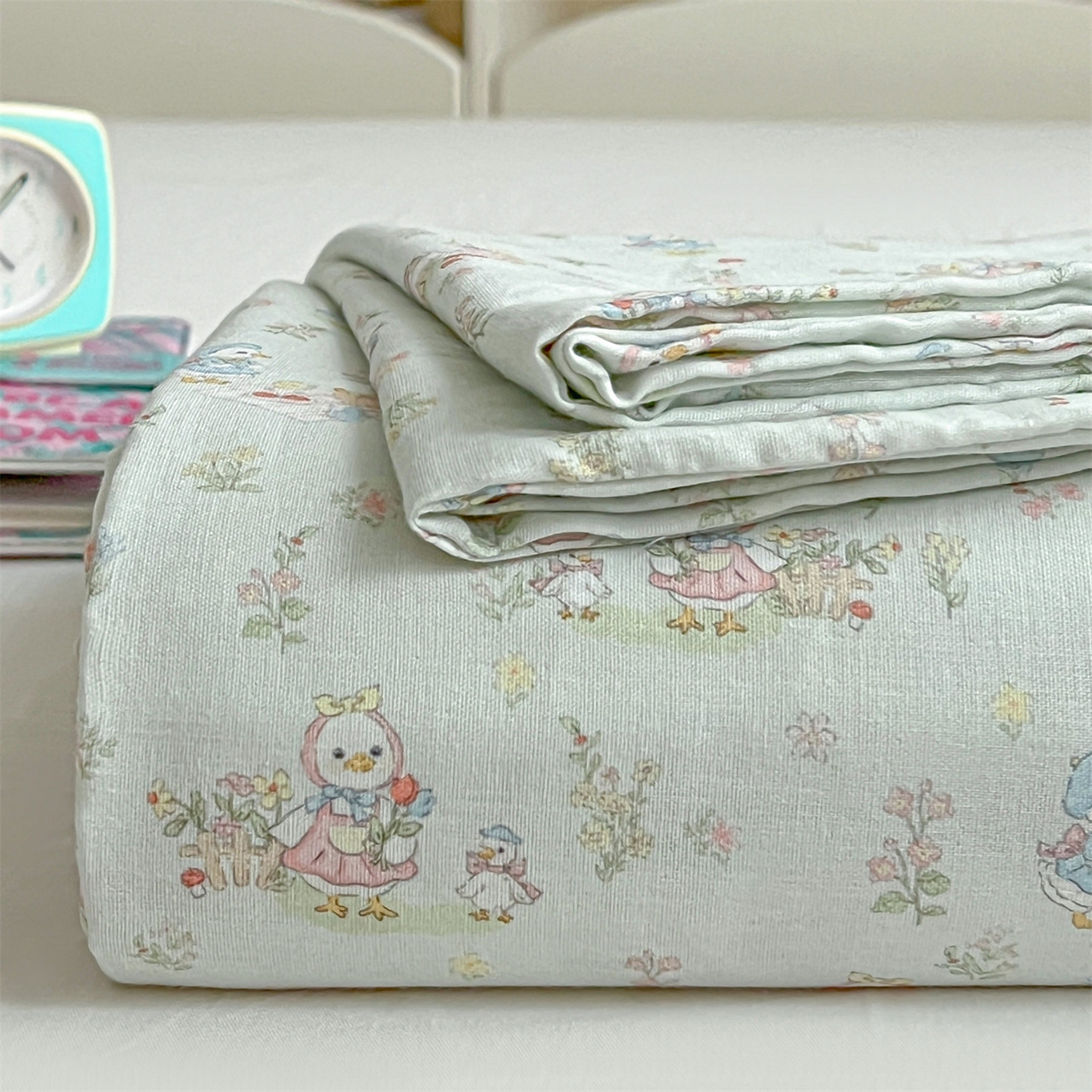 91家纺网 家纺一手货源 找家纺 名兮家居 2026新款全棉纯棉A类双层纱单床单 床单单件 双层纱-花田鸭