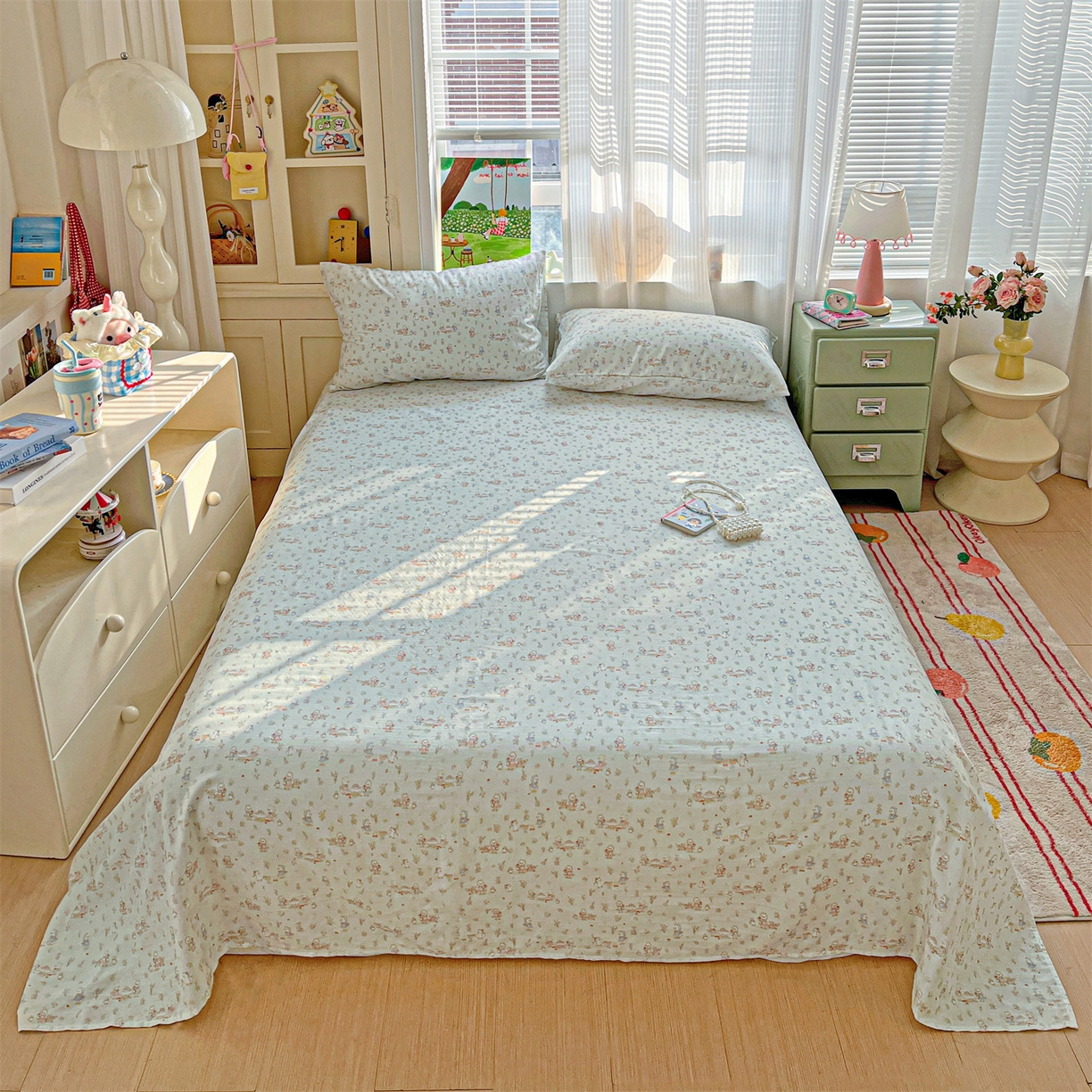 91家纺网 家纺一手货源 找家纺 名兮家居 2026新款全棉纯棉A类双层纱单床单 床单单件 双层纱-花田鸭