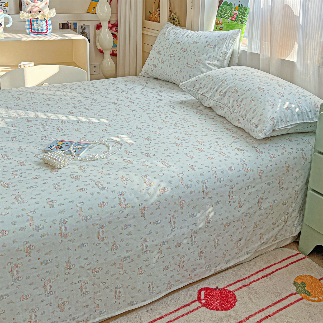 91家纺网 家纺一手货源 找家纺 名兮家居 2026新款全棉纯棉A类双层纱单床单 床单单件 双层纱-花田鸭