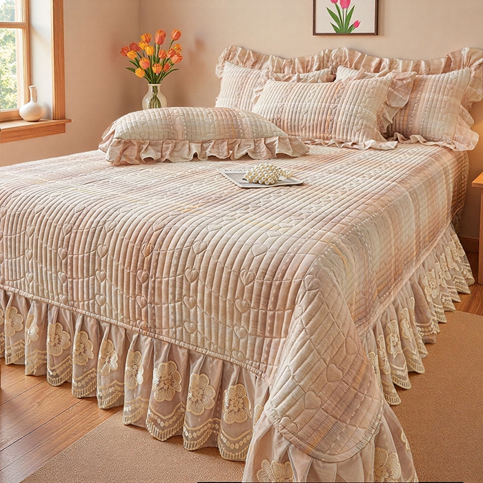 91家纺网 家纺一手货源 找家纺 （总）宜凡家纺 2026新款全棉数码印花床盖四件套格子系列