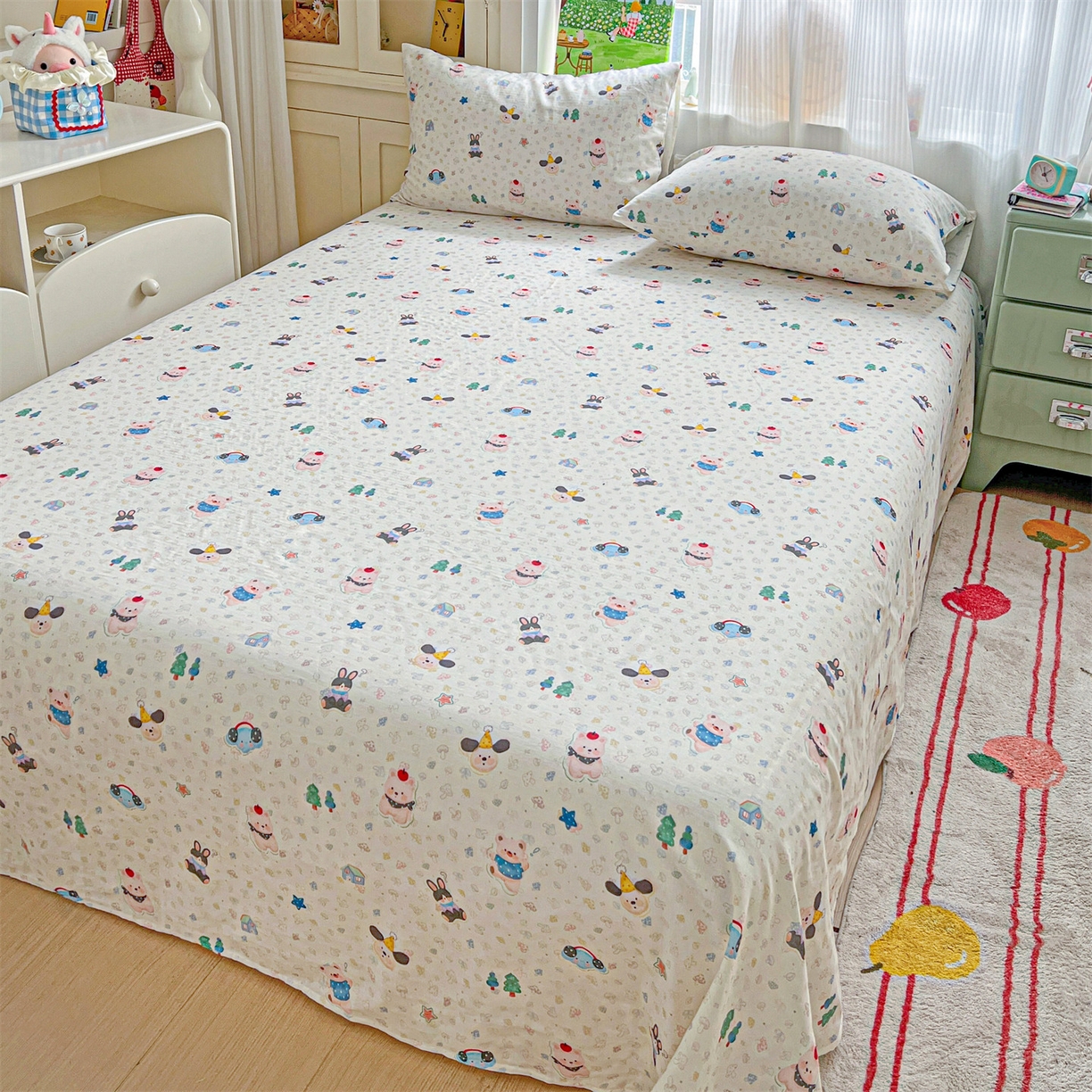 91家纺网 家纺一手货源 找家纺 名兮家居 2026新款全棉纯棉A类双层纱单床单 床单单件 双层纱-蘑菇屋