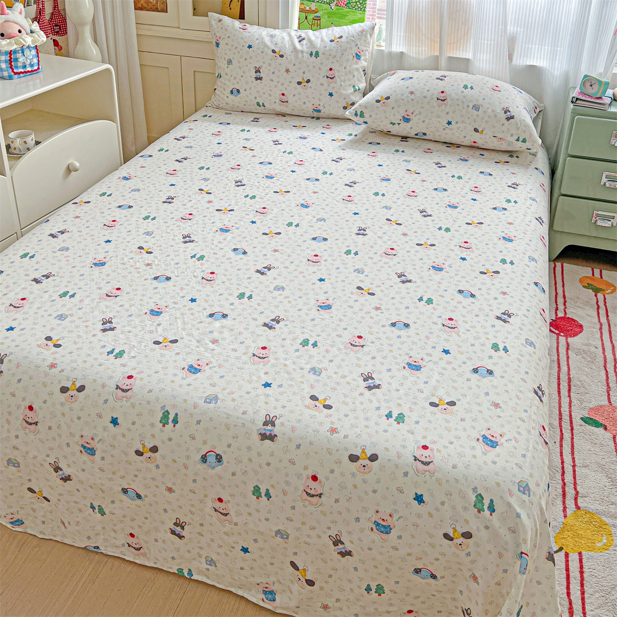 91家纺网 家纺一手货源 找家纺 名兮家居 2026新款全棉纯棉A类双层纱单床单 床单单件 双层纱-蘑菇屋