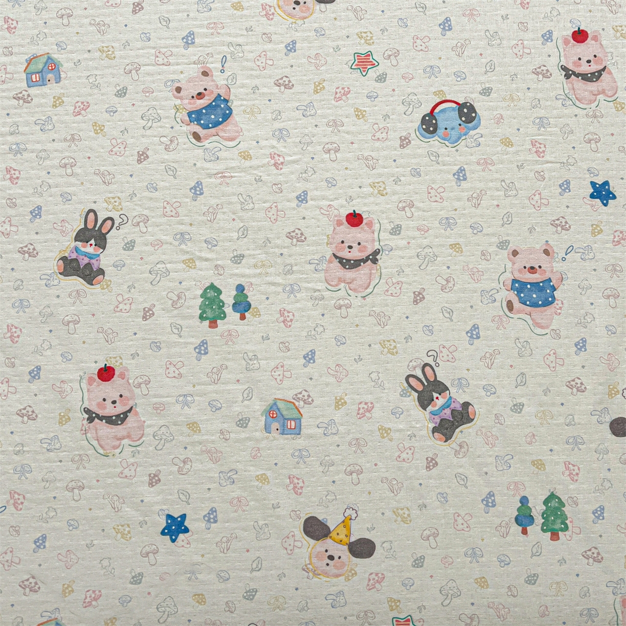 91家纺网 家纺一手货源 找家纺 名兮家居 2026新款全棉纯棉A类双层纱单床单 床单单件 双层纱-蘑菇屋