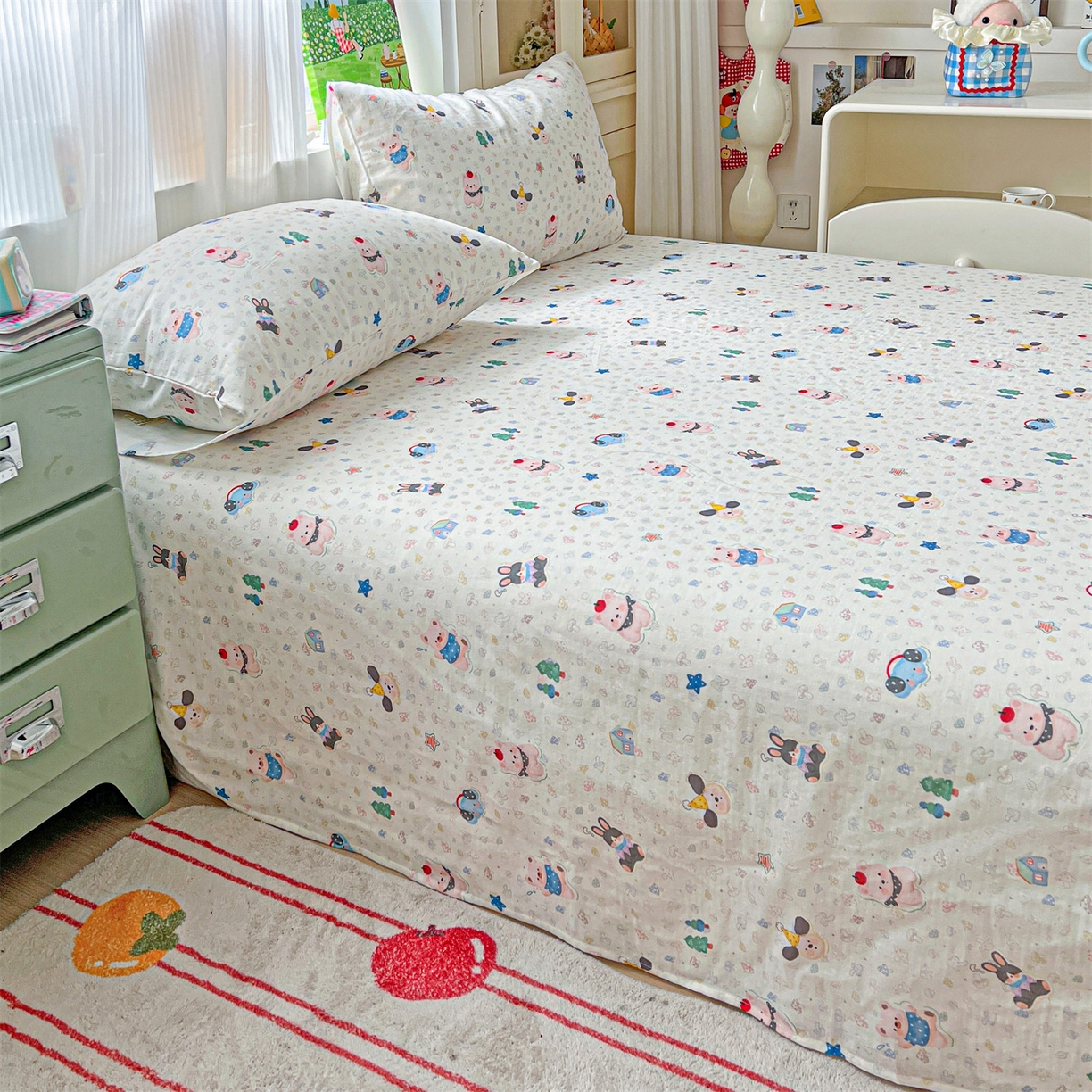 91家纺网 家纺一手货源 找家纺 名兮家居 2026新款全棉纯棉A类双层纱单床单 床单单件 双层纱-蘑菇屋