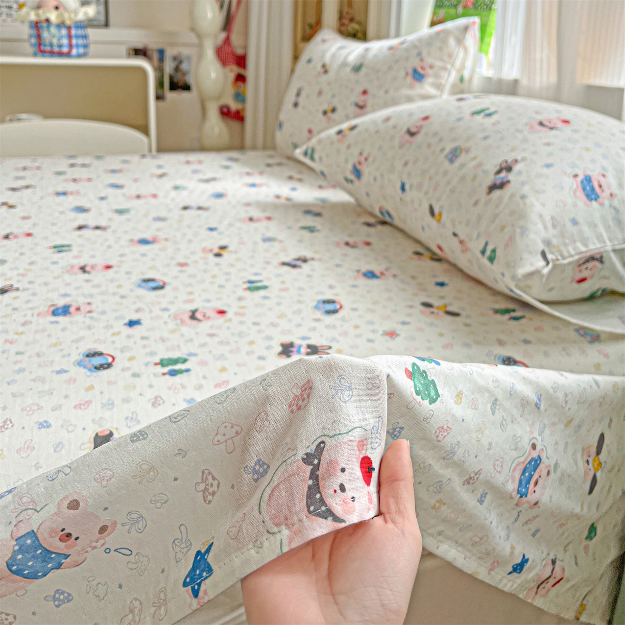 91家纺网 家纺一手货源 找家纺 名兮家居 2026新款全棉纯棉A类双层纱单床单 床单单件 双层纱-蘑菇屋