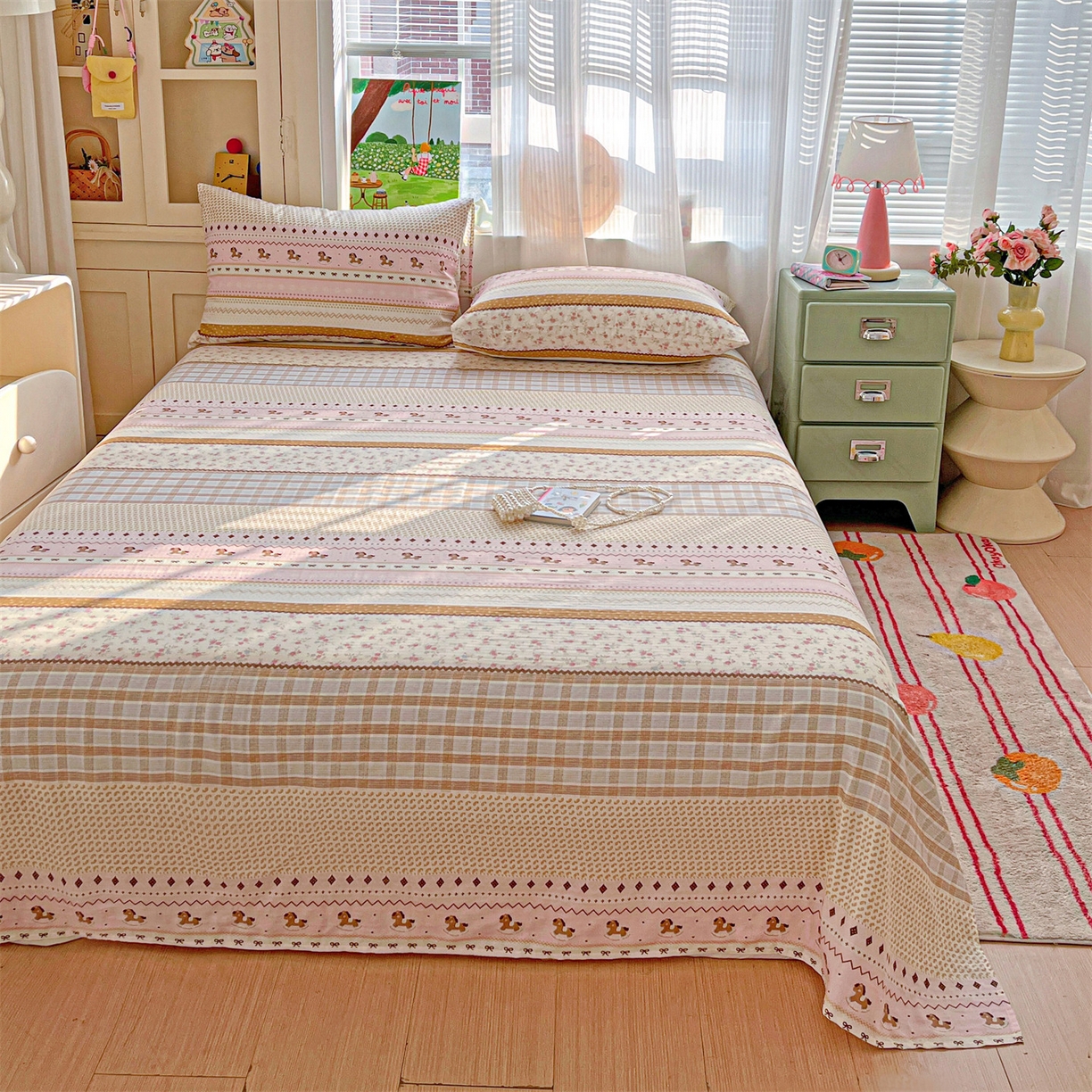 91家纺网 家纺一手货源 找家纺 名兮家居 2026新款全棉纯棉A类双层纱单床单 床单单件 双层纱-木马集