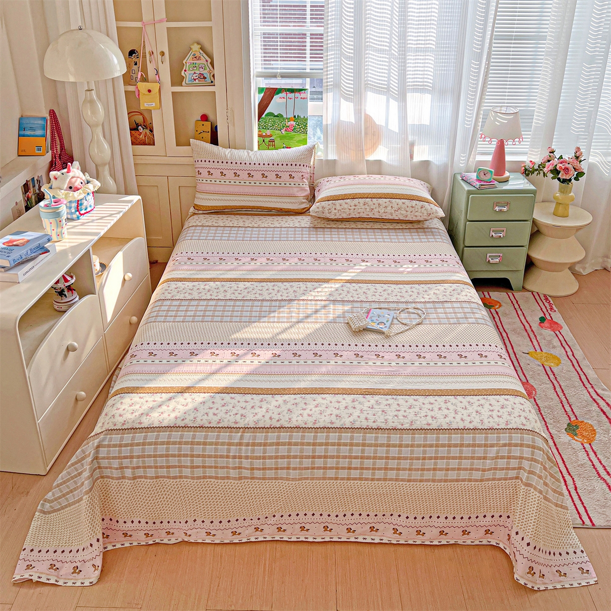 91家纺网 家纺一手货源 找家纺 名兮家居 2026新款全棉纯棉A类双层纱单床单 床单单件 双层纱-木马集