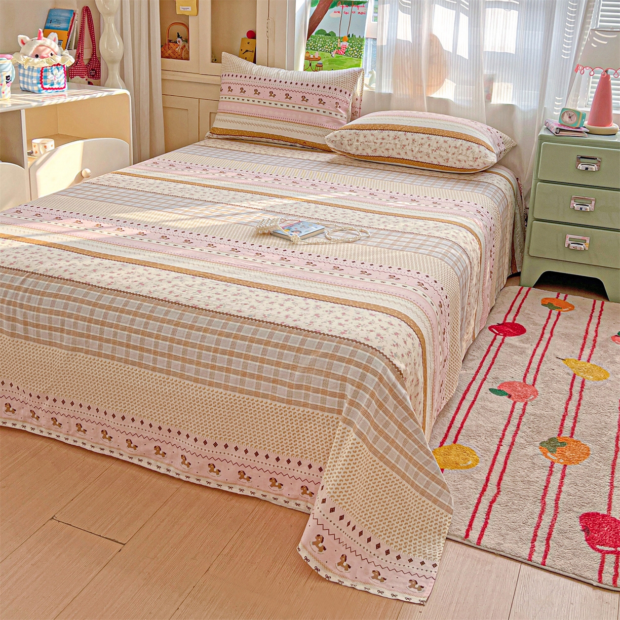 91家纺网 家纺一手货源 找家纺 名兮家居 2026新款全棉纯棉A类双层纱单床单 床单单件 双层纱-木马集