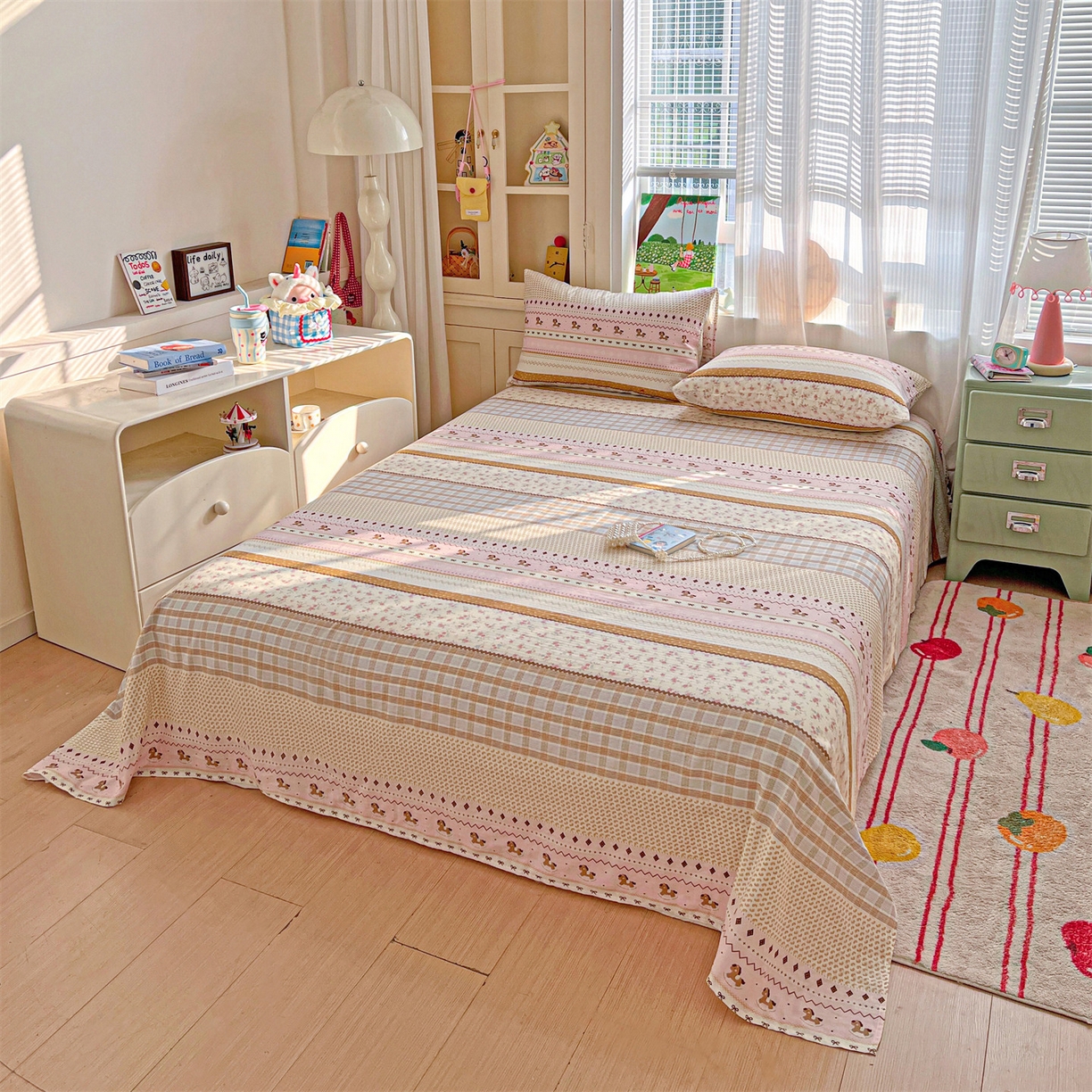 91家纺网 家纺一手货源 找家纺 名兮家居 2026新款全棉纯棉A类双层纱单床单 床单单件 双层纱-木马集