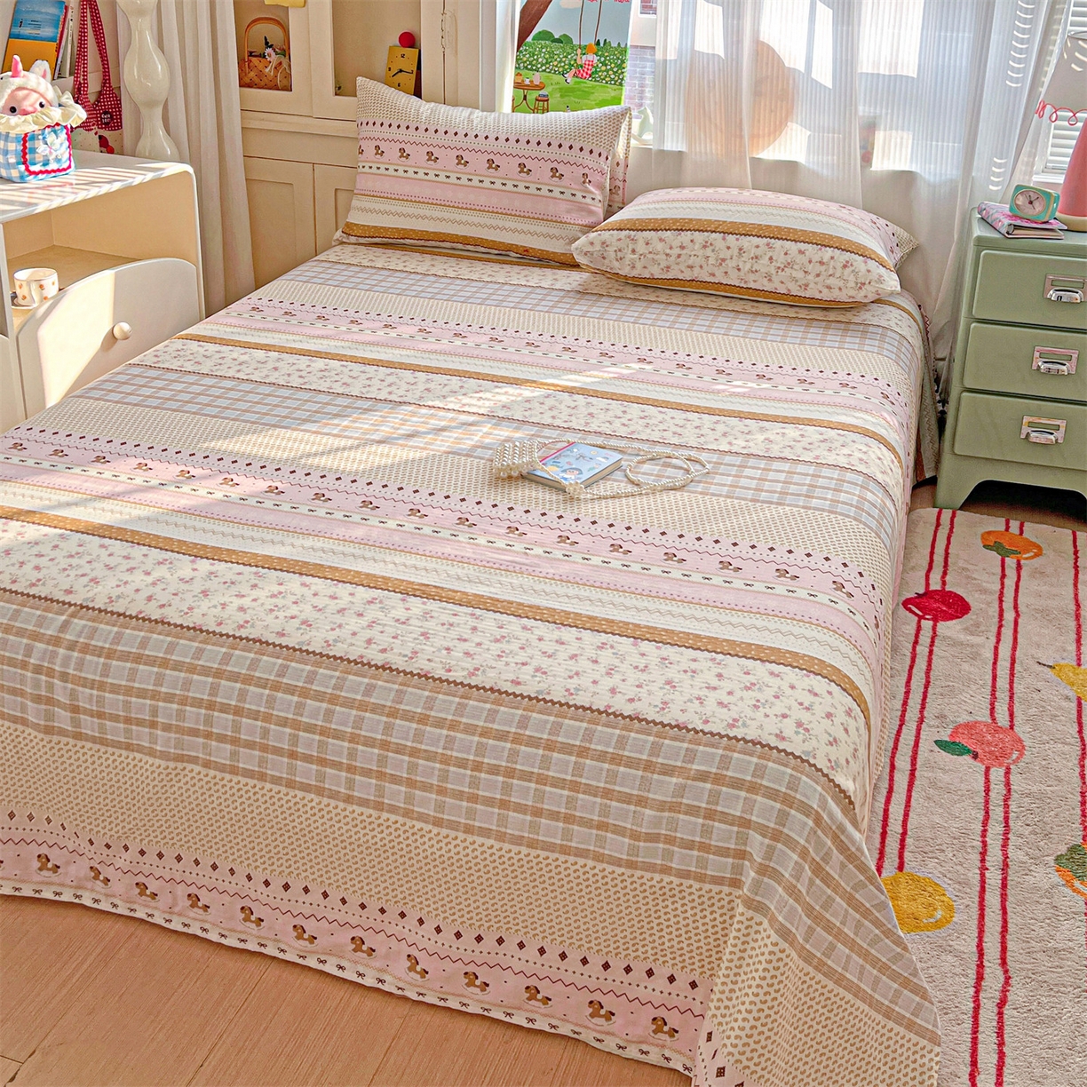 91家纺网 家纺一手货源 找家纺 名兮家居 2026新款全棉纯棉A类双层纱单床单 床单单件 双层纱-木马集