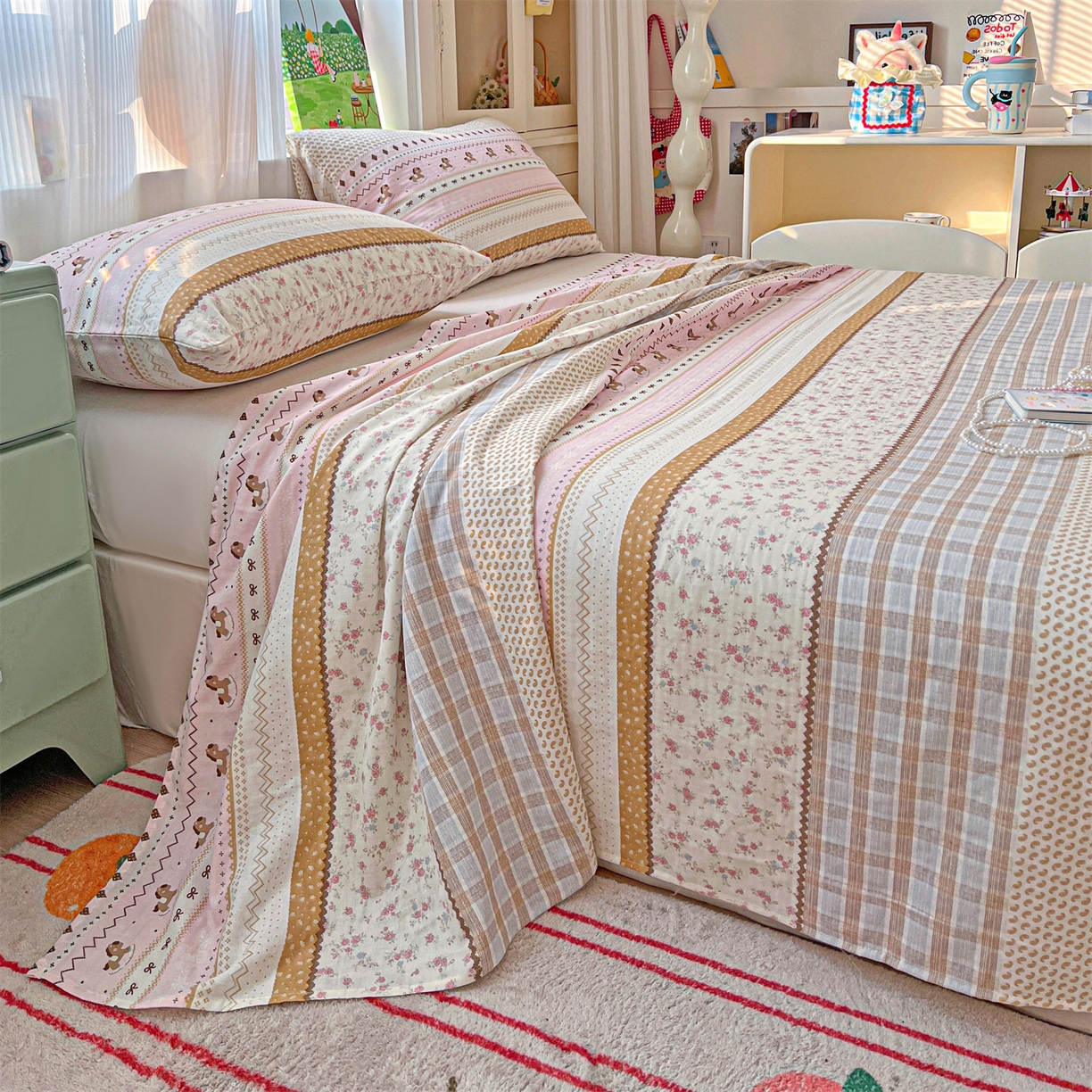 91家纺网 家纺一手货源 找家纺 名兮家居 2026新款全棉纯棉A类双层纱单床单 床单单件 双层纱-木马集