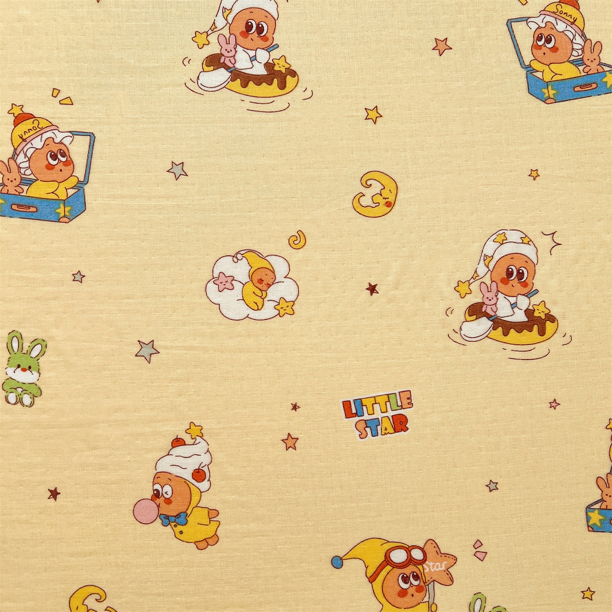 91家纺网 家纺一手货源 找家纺 名兮家居 2026新款全棉纯棉A类双层纱单床单 床单单件 双层纱-奶黄星仔