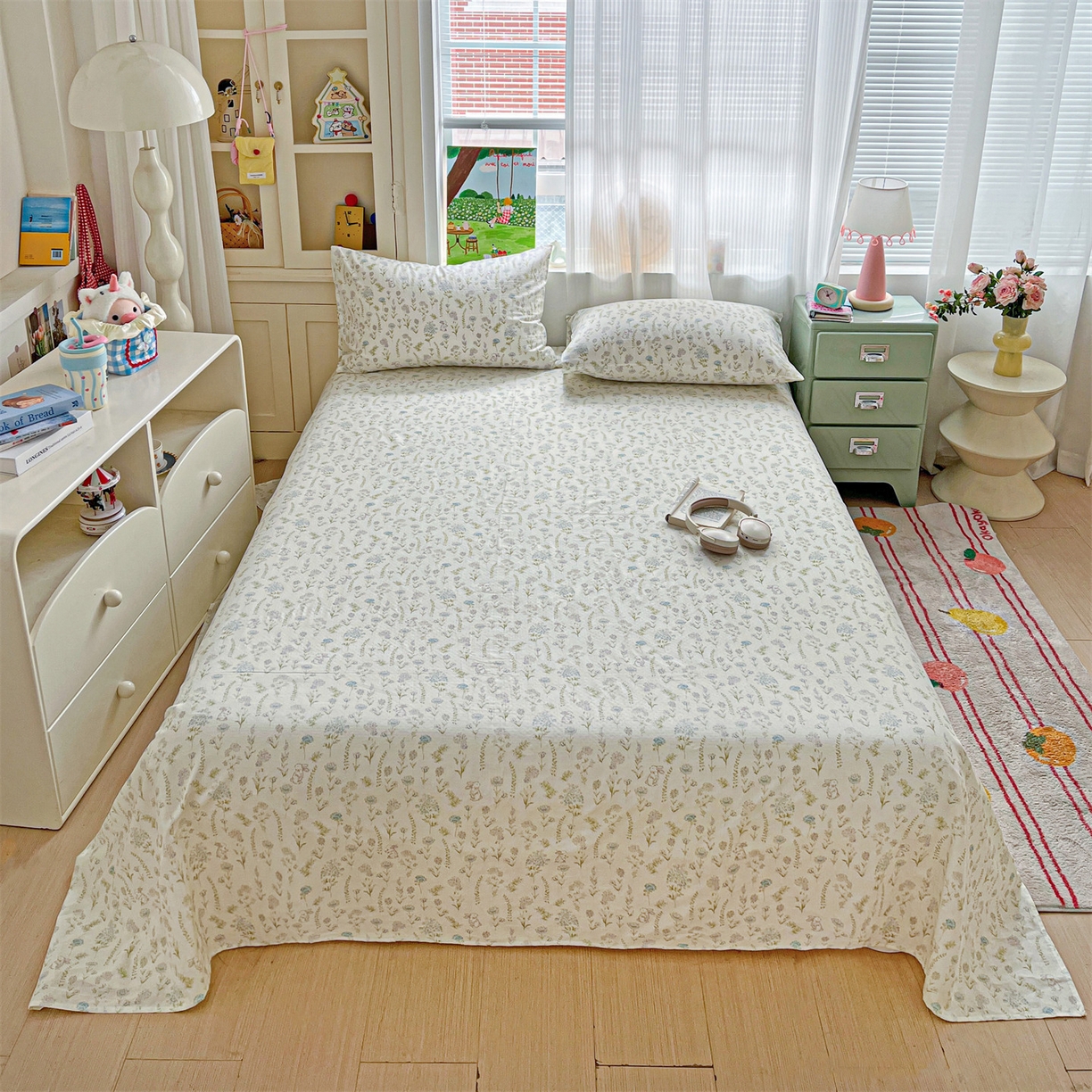 91家纺网 家纺一手货源 找家纺 名兮家居 2026新款全棉纯棉A类双层纱单床单 床单单件 双层纱-晴天兔