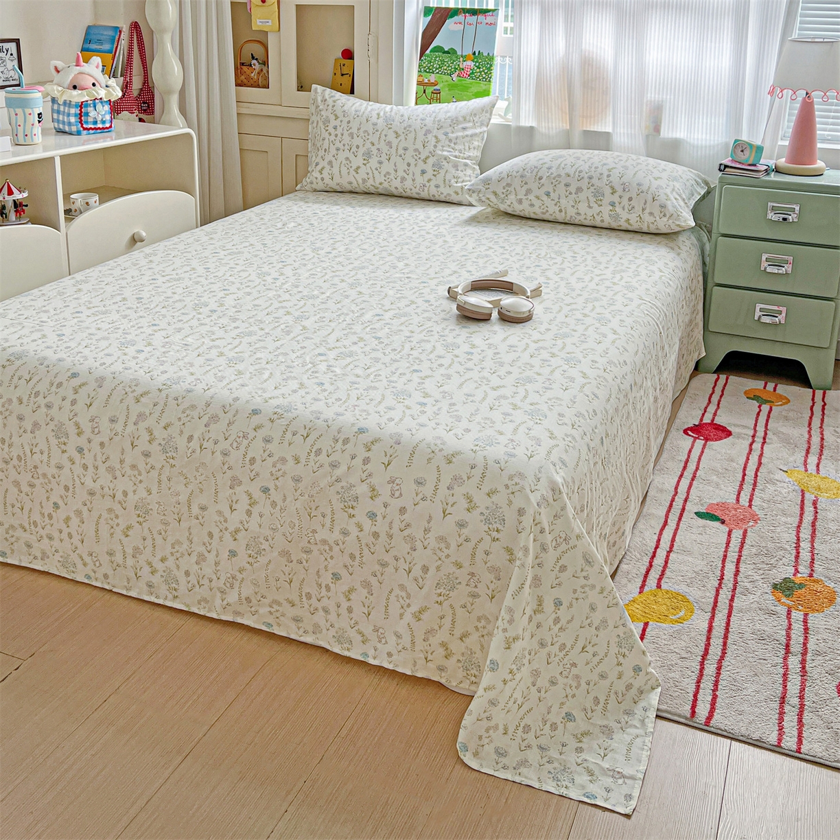 91家纺网 家纺一手货源 找家纺 名兮家居 2026新款全棉纯棉A类双层纱单床单 床单单件 双层纱-晴天兔