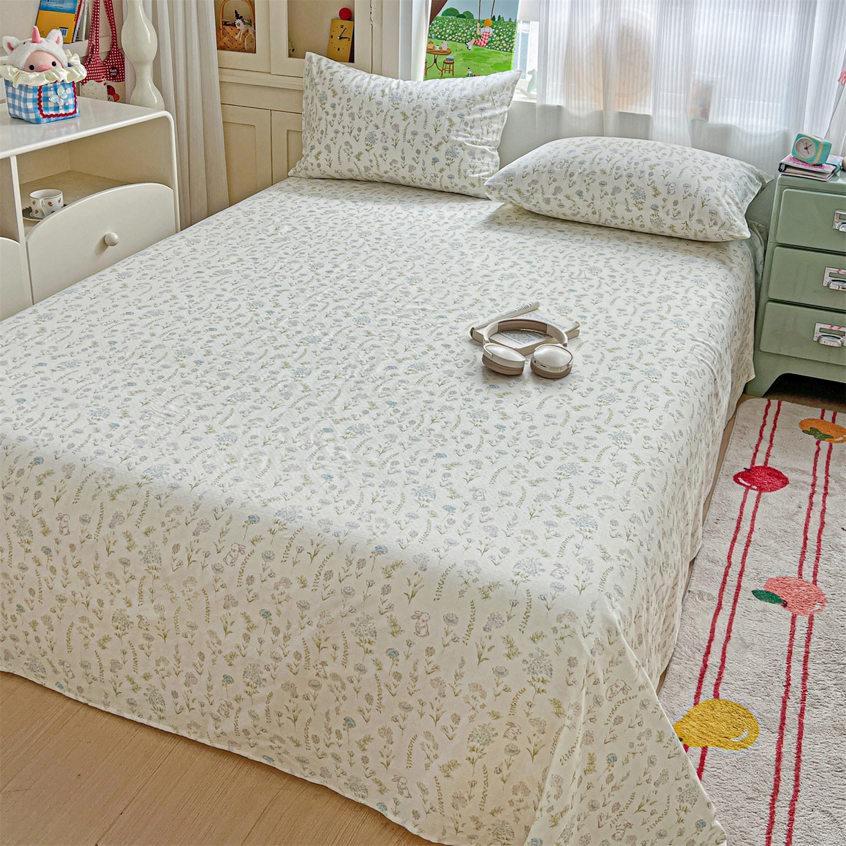 91家纺网 家纺一手货源 找家纺 名兮家居 2026新款全棉纯棉A类双层纱单床单 床单单件 双层纱-晴天兔