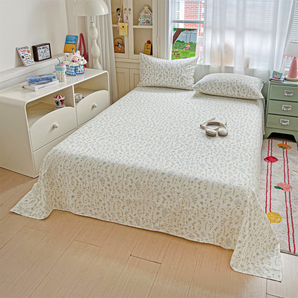 91家纺网 家纺一手货源 找家纺 名兮家居 2026新款全棉纯棉A类双层纱单床单 床单单件 双层纱-晴天兔