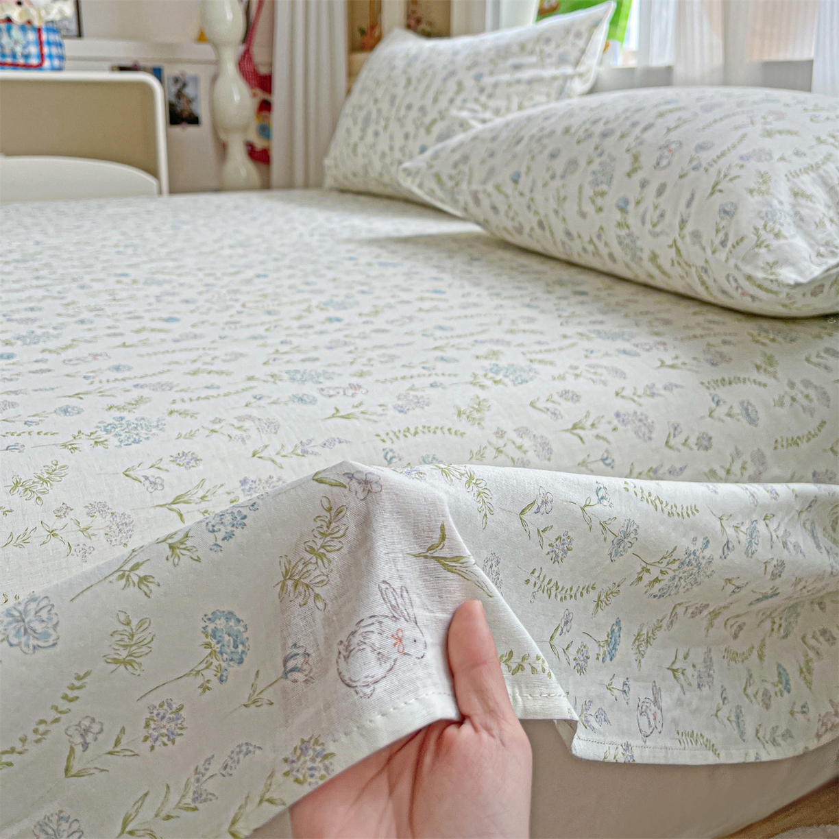 91家纺网 家纺一手货源 找家纺 名兮家居 2026新款全棉纯棉A类双层纱单床单 床单单件 双层纱-晴天兔