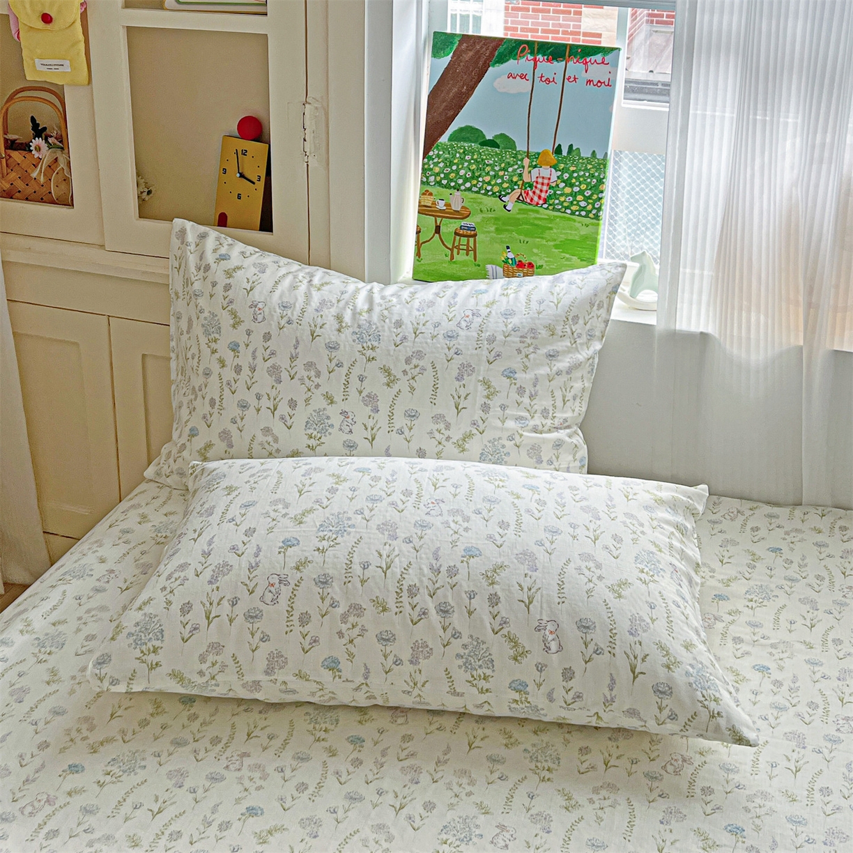 91家纺网 家纺一手货源 找家纺 名兮家居 2026新款全棉纯棉A类双层纱单床单 床单单件 双层纱-晴天兔