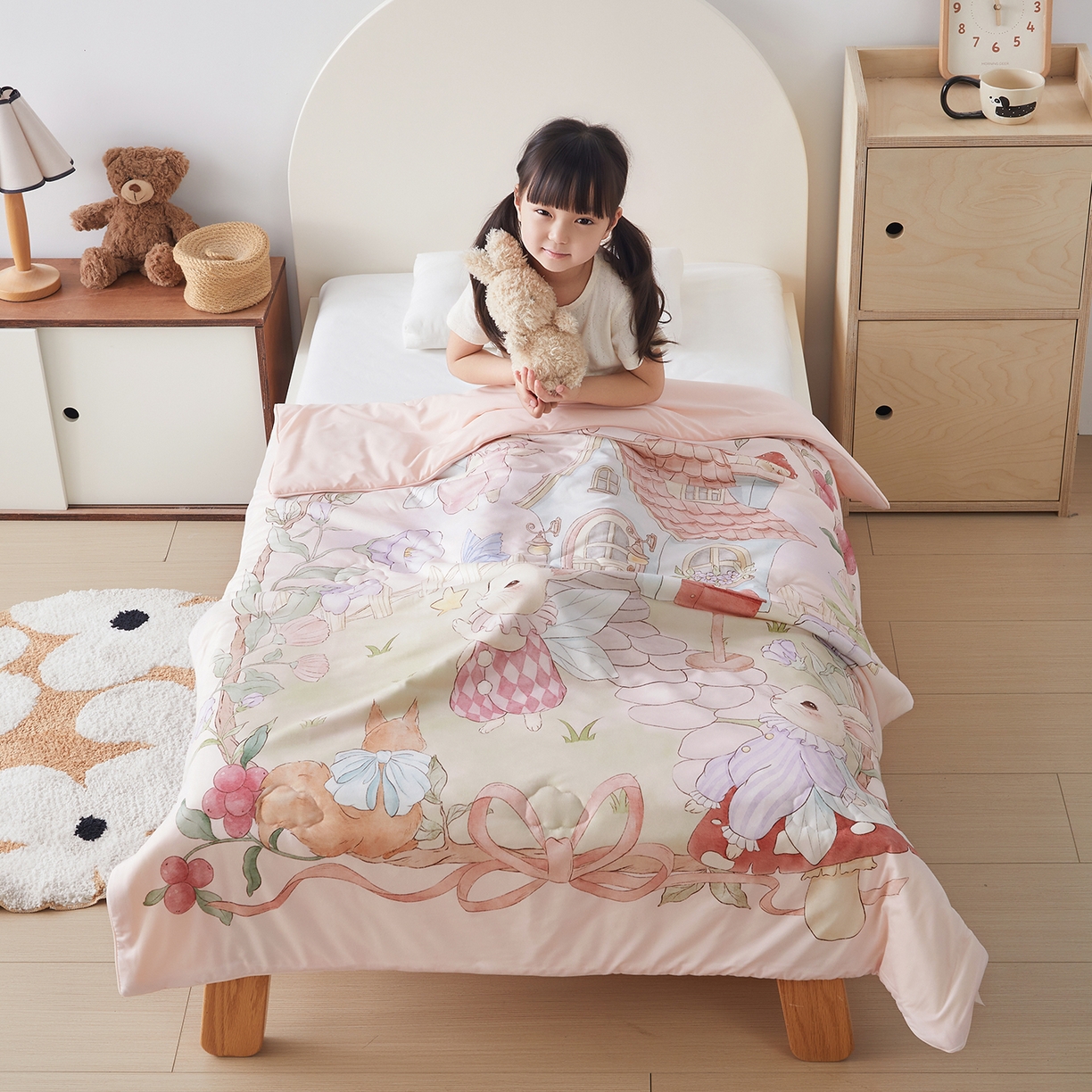 91家纺网 家纺一手货源 找家纺 （总）荷马之梦 2026新款凉凉梦境-原创手绘母婴风针织凉感山茶蚕丝儿童双感夏被夏凉被空调被