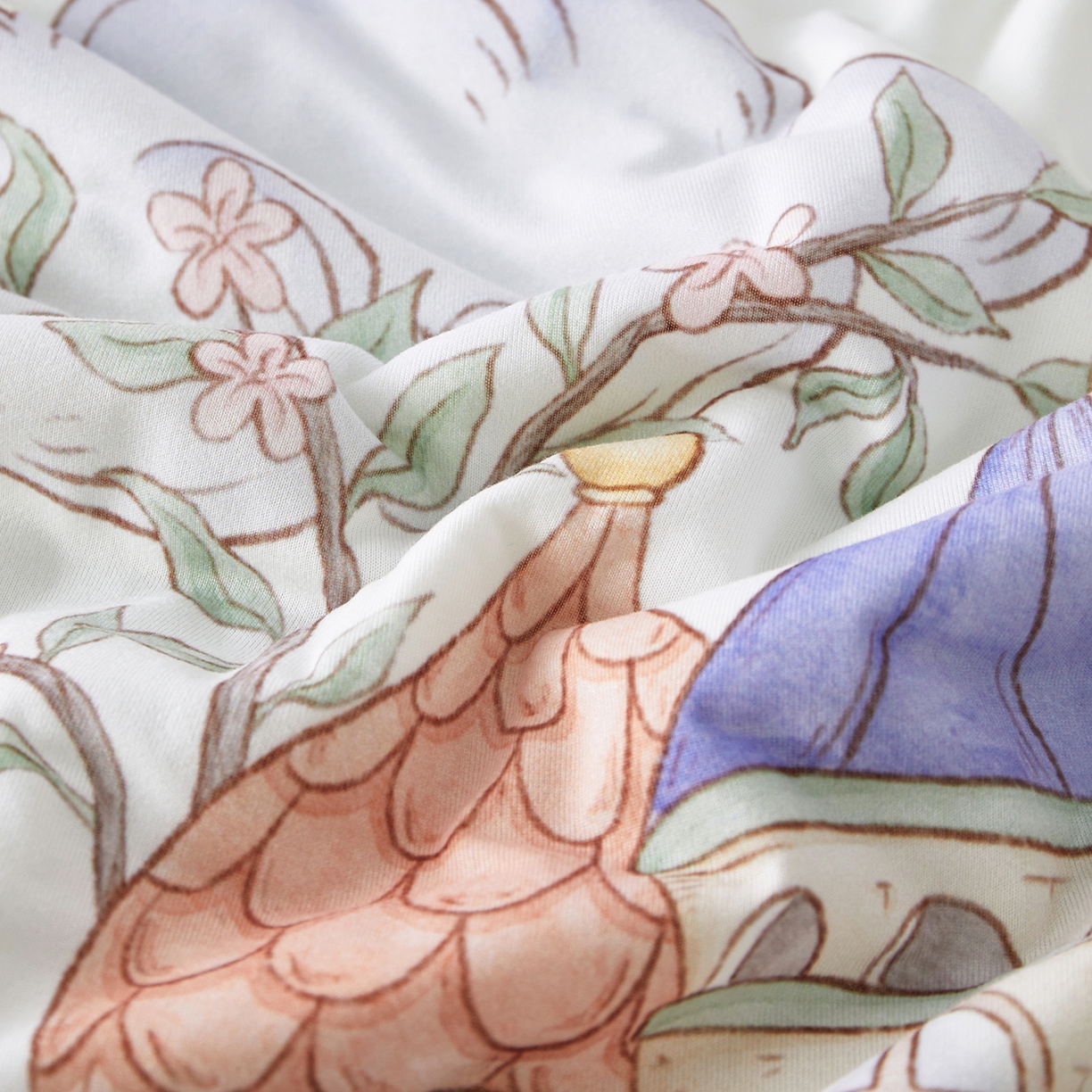 91家纺网 家纺一手货源 找家纺 荷马之梦 2026新款凉凉梦境-原创手绘母婴风针织凉感山茶蚕丝儿童双感夏被夏凉被空调被 天空梦之城