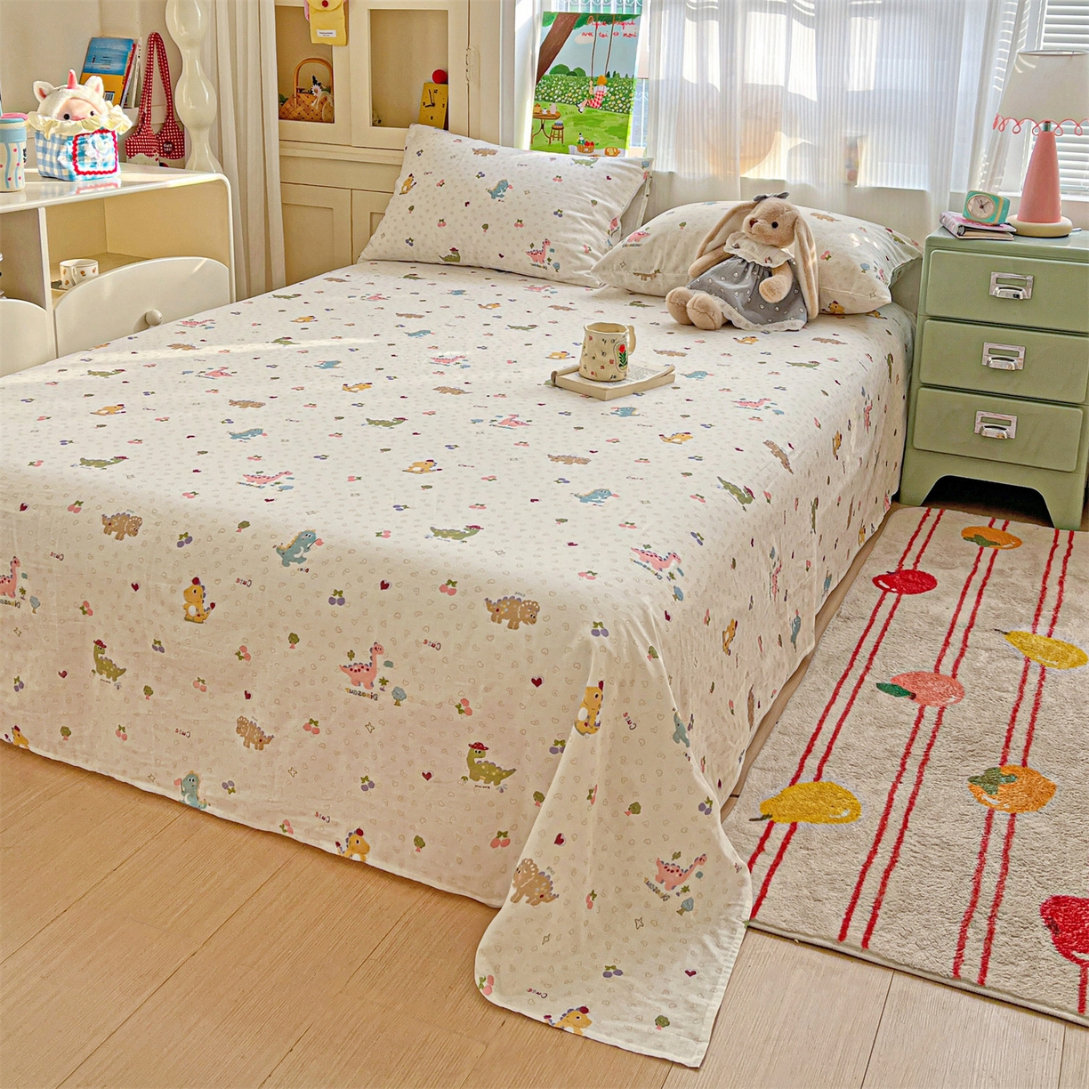 91家纺网 家纺一手货源 找家纺 名兮家居 2026新款全棉纯棉A类双层纱单床单 床单单件 双层纱-趣味王国