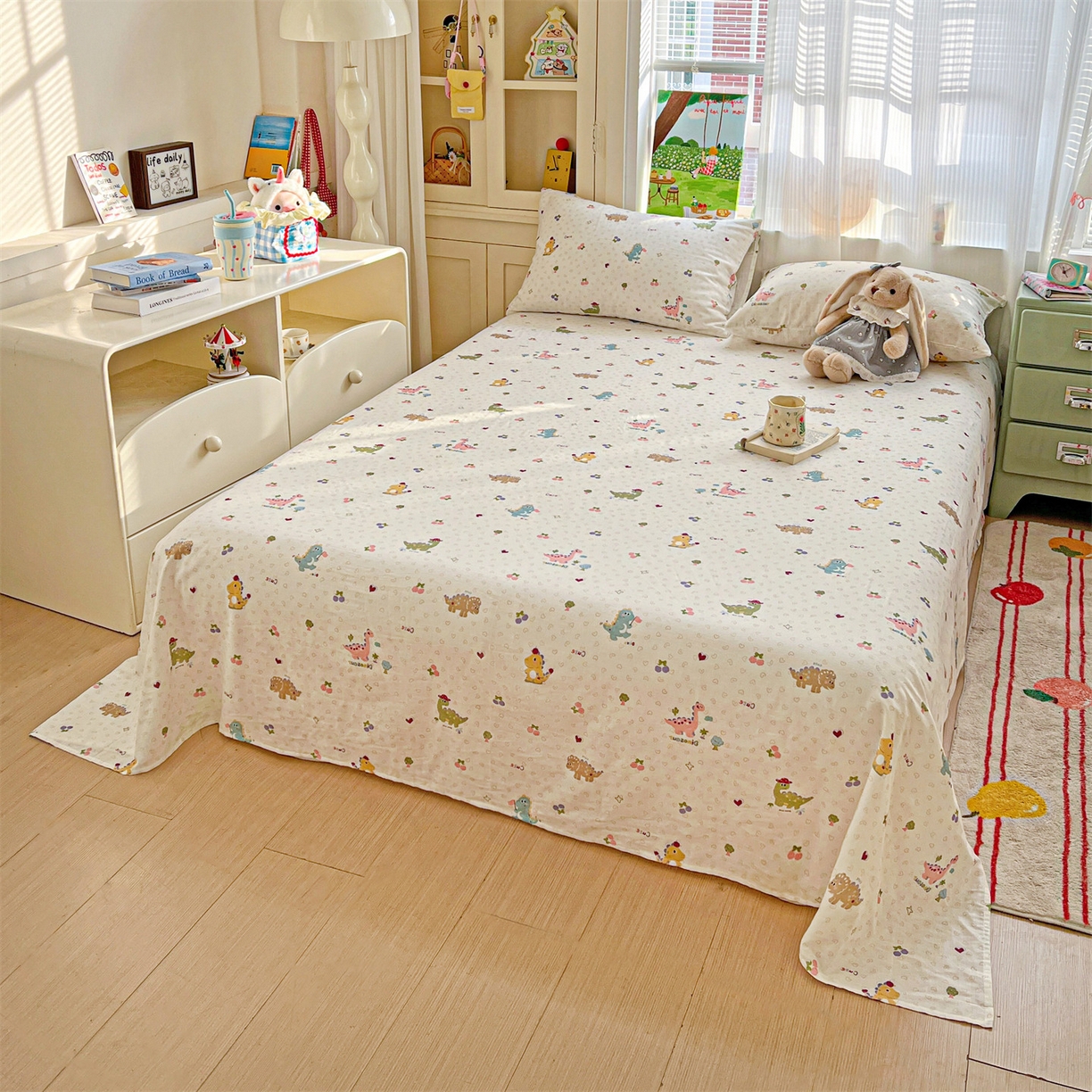 91家纺网 家纺一手货源 找家纺 名兮家居 2026新款全棉纯棉A类双层纱单床单 床单单件 双层纱-趣味王国