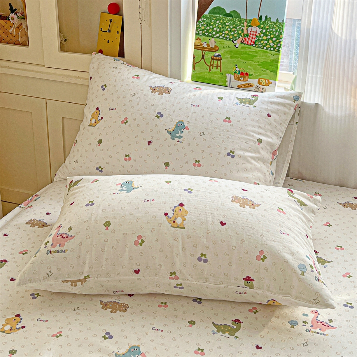 91家纺网 家纺一手货源 找家纺 名兮家居 2026新款全棉纯棉A类双层纱单床单 床单单件 双层纱-趣味王国