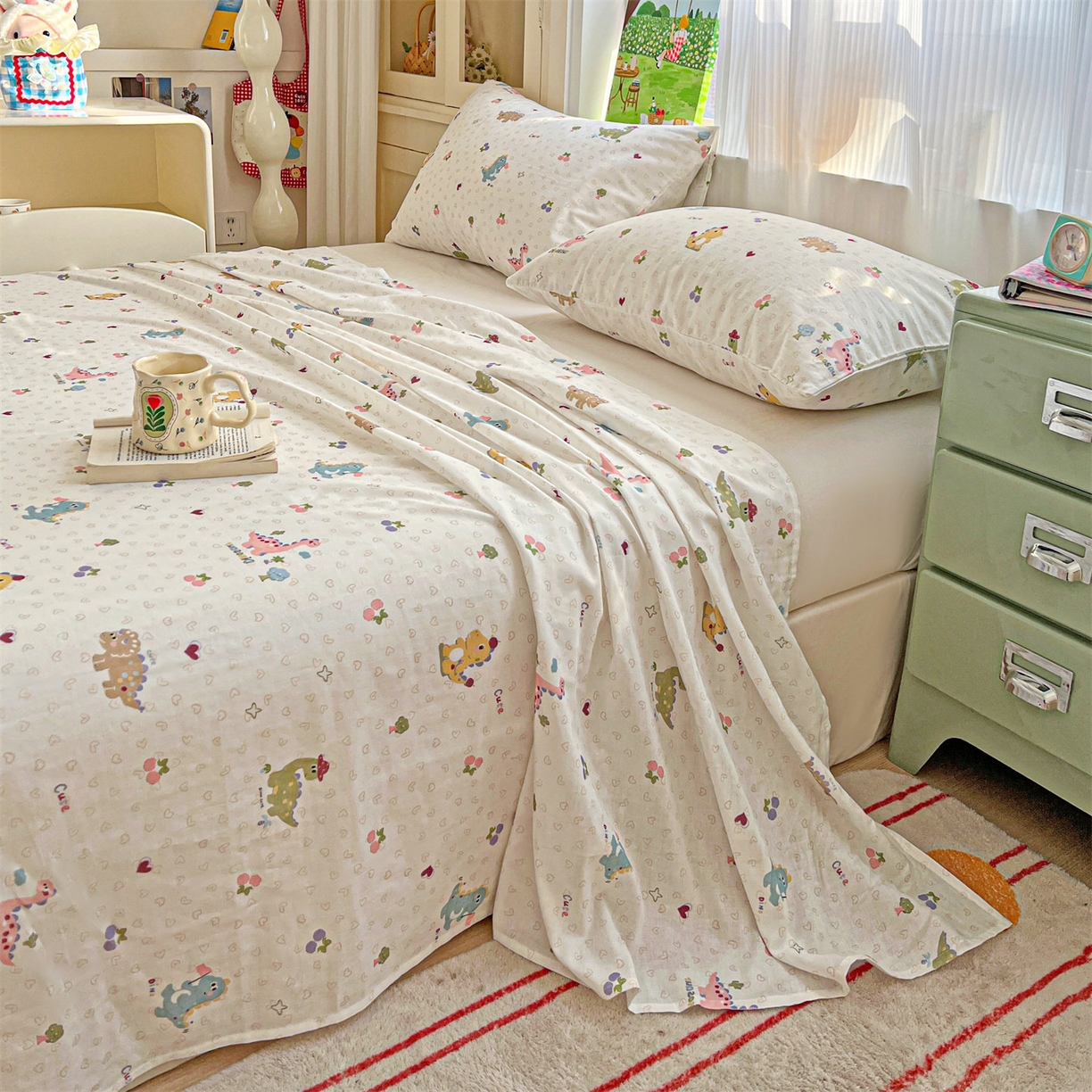 91家纺网 家纺一手货源 找家纺 名兮家居 2026新款全棉纯棉A类双层纱单床单 床单单件 双层纱-趣味王国