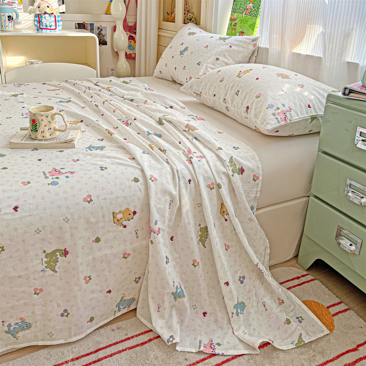 91家纺网 家纺一手货源 找家纺 名兮家居 2026新款全棉纯棉A类双层纱单床单 床单单件 双层纱-趣味王国