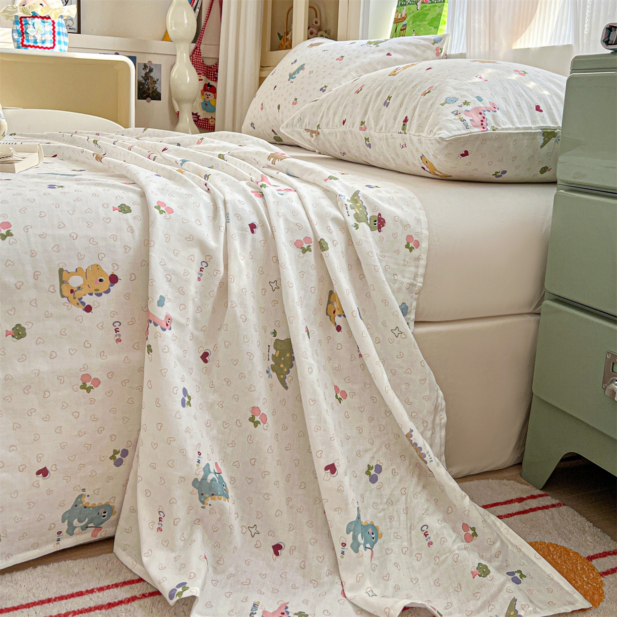 91家纺网 家纺一手货源 找家纺 名兮家居 2026新款全棉纯棉A类双层纱单床单 床单单件 双层纱-趣味王国