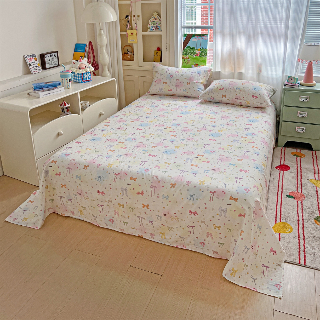 91家纺网 家纺一手货源 找家纺 名兮家居 2026新款全棉纯棉A类双层纱单床单 床单单件 双层纱-碎星蝶舞