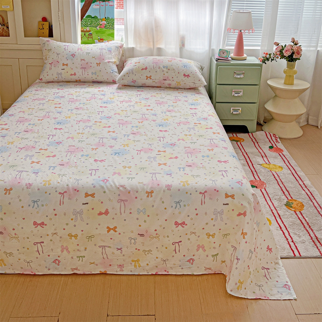 91家纺网 家纺一手货源 找家纺 名兮家居 2026新款全棉纯棉A类双层纱单床单 床单单件 双层纱-碎星蝶舞