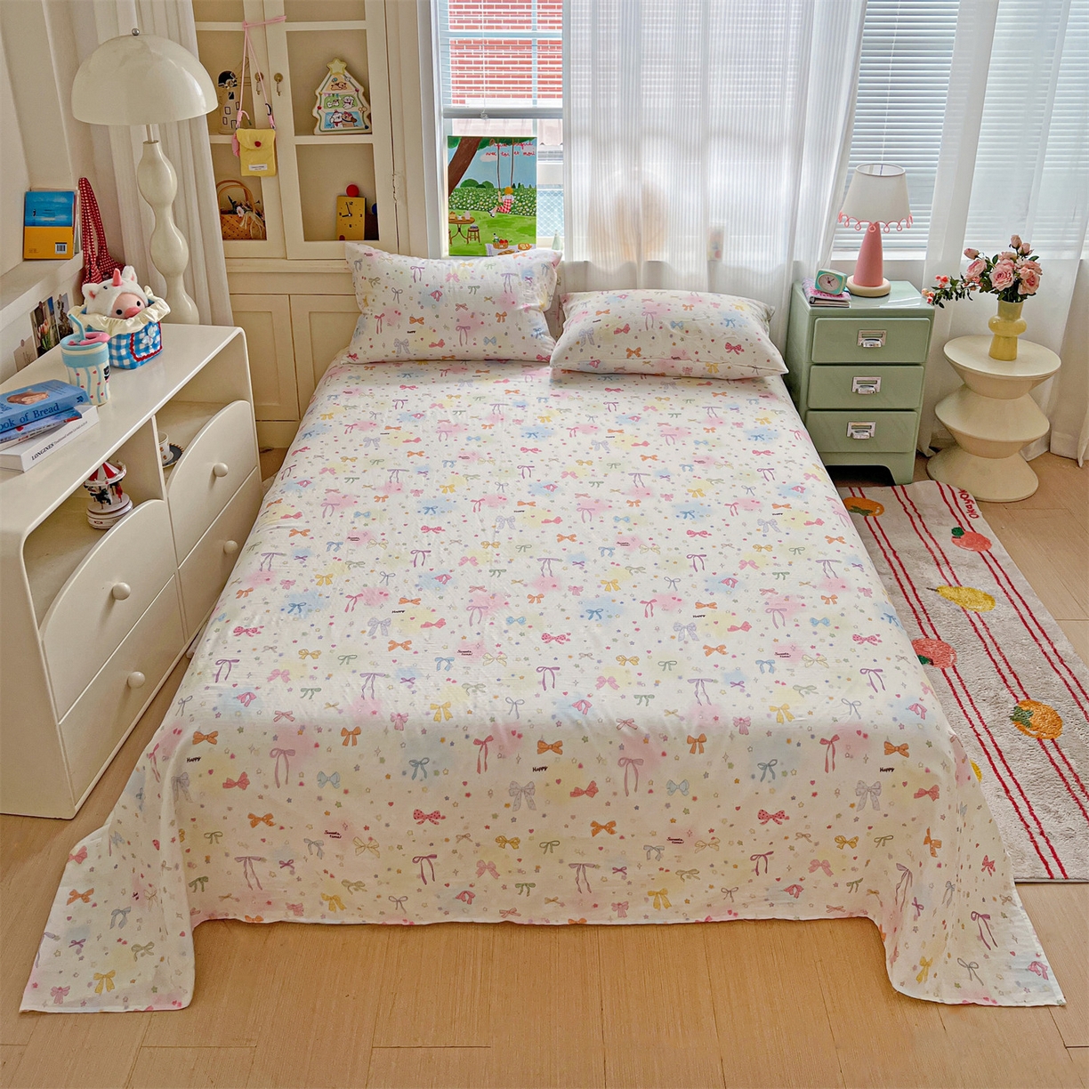 91家纺网 家纺一手货源 找家纺 名兮家居 2026新款全棉纯棉A类双层纱单床单 床单单件 双层纱-碎星蝶舞