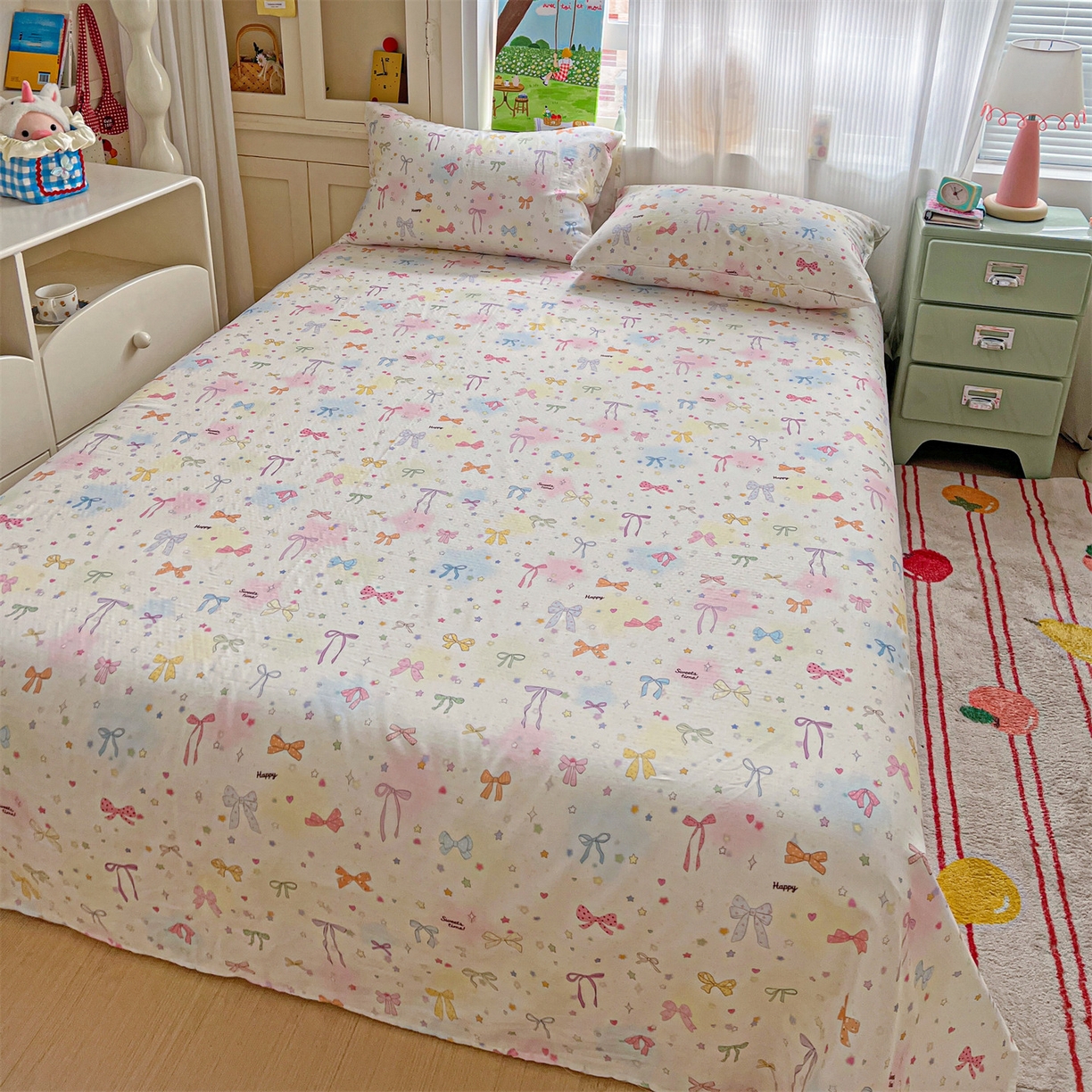 91家纺网 家纺一手货源 找家纺 名兮家居 2026新款全棉纯棉A类双层纱单床单 床单单件 双层纱-碎星蝶舞