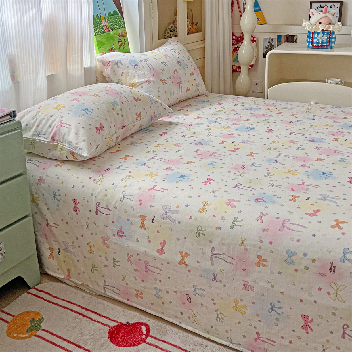 91家纺网 家纺一手货源 找家纺 名兮家居 2026新款全棉纯棉A类双层纱单床单 床单单件 双层纱-碎星蝶舞