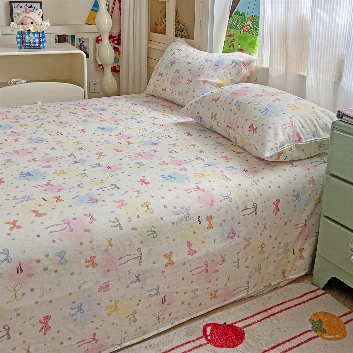 91家纺网 家纺一手货源 找家纺 名兮家居 2026新款全棉纯棉A类双层纱单床单 床单单件 双层纱-碎星蝶舞