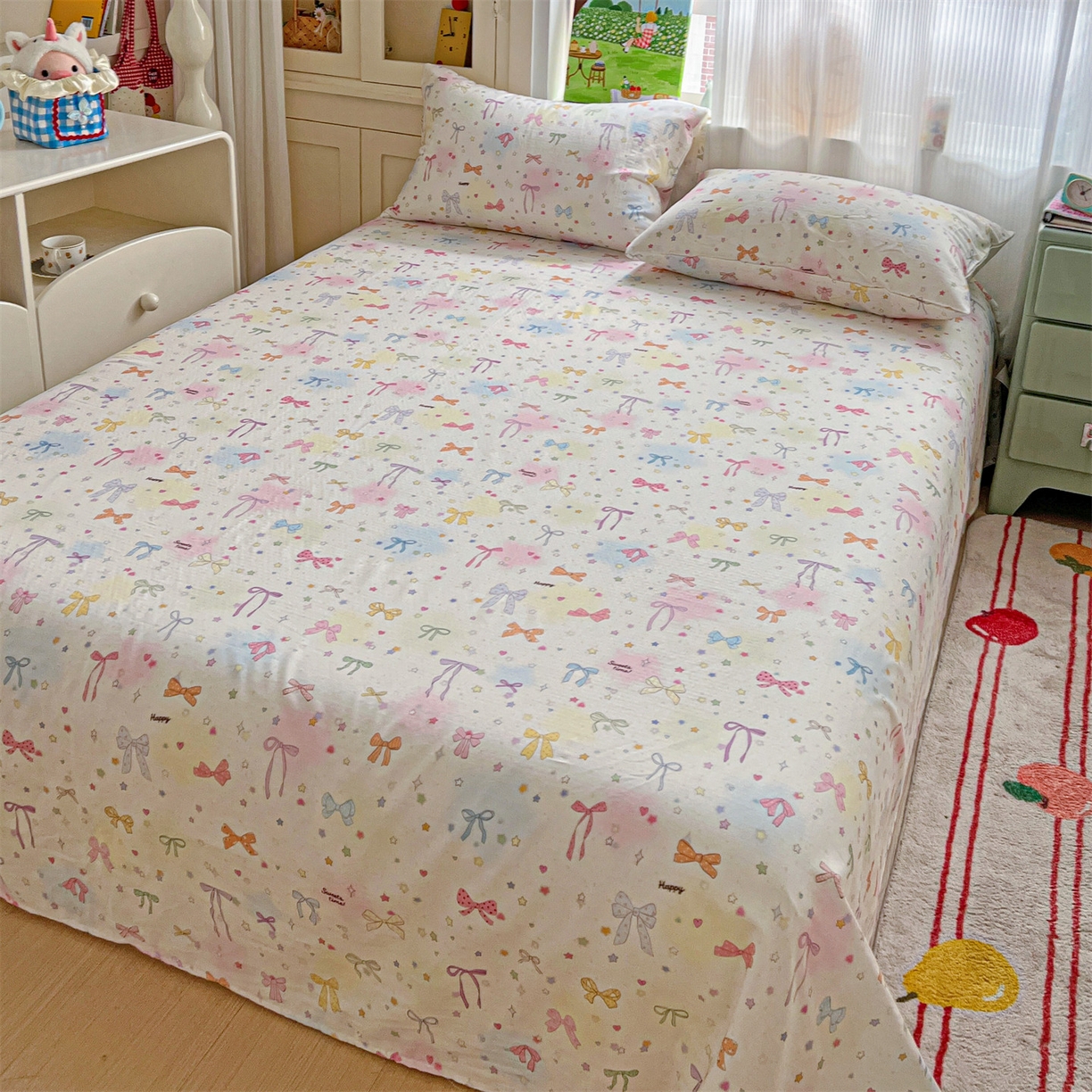 91家纺网 家纺一手货源 找家纺 名兮家居 2026新款全棉纯棉A类双层纱单床单 床单单件 双层纱-碎星蝶舞