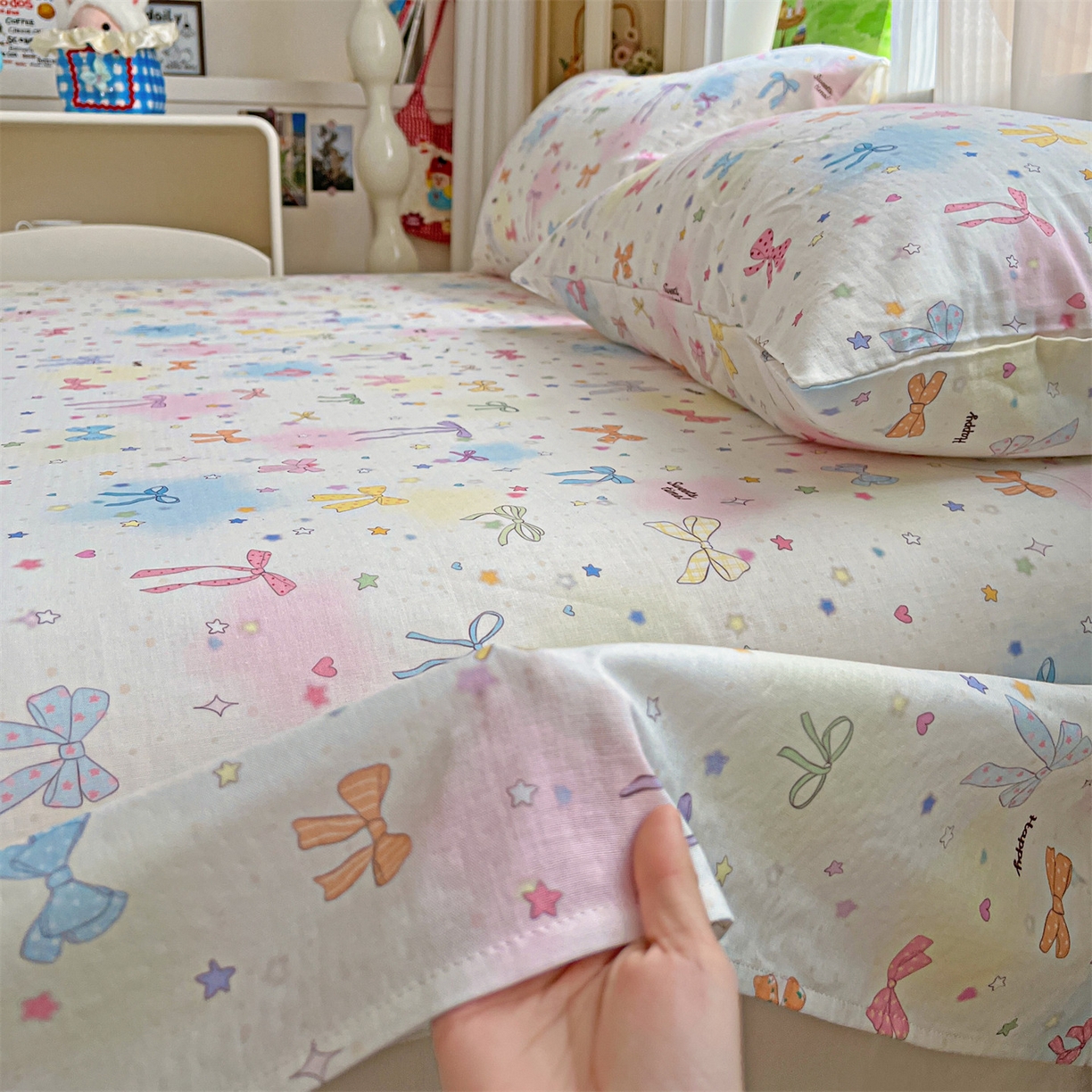 91家纺网 家纺一手货源 找家纺 名兮家居 2026新款全棉纯棉A类双层纱单床单 床单单件 双层纱-碎星蝶舞