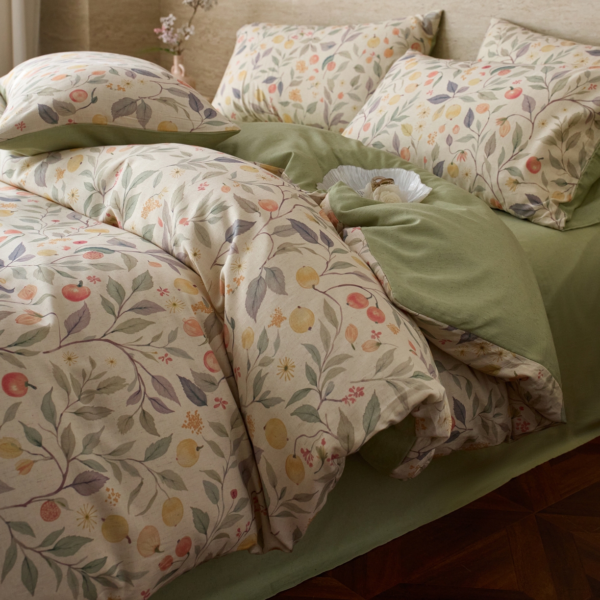 91家纺网 家纺一手货源 找家纺 （总）如一 2026新款A类复古全棉棉麻印花四件套