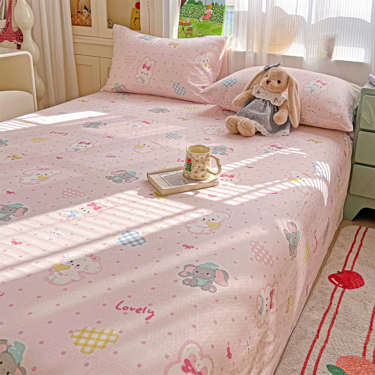 91家纺网 家纺一手货源 找家纺 名兮家居 2026新款全棉纯棉A类双层纱单床单 床单单件 双层纱-童梦缘