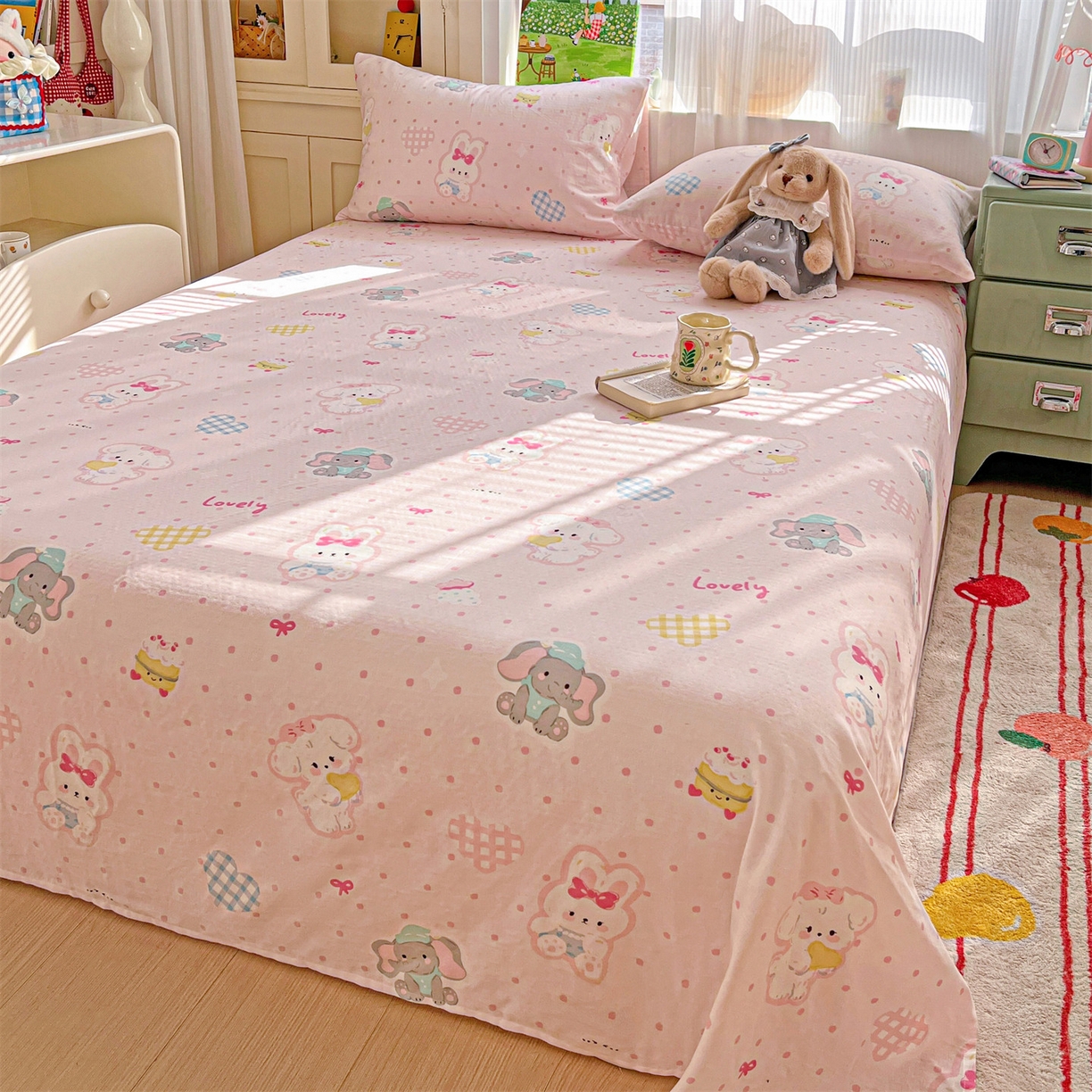 91家纺网 家纺一手货源 找家纺 名兮家居 2026新款全棉纯棉A类双层纱单床单 床单单件 双层纱-童梦缘