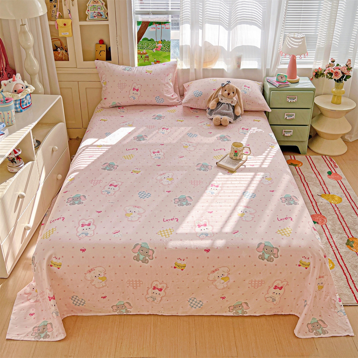 91家纺网 家纺一手货源 找家纺 名兮家居 2026新款全棉纯棉A类双层纱单床单 床单单件 双层纱-童梦缘