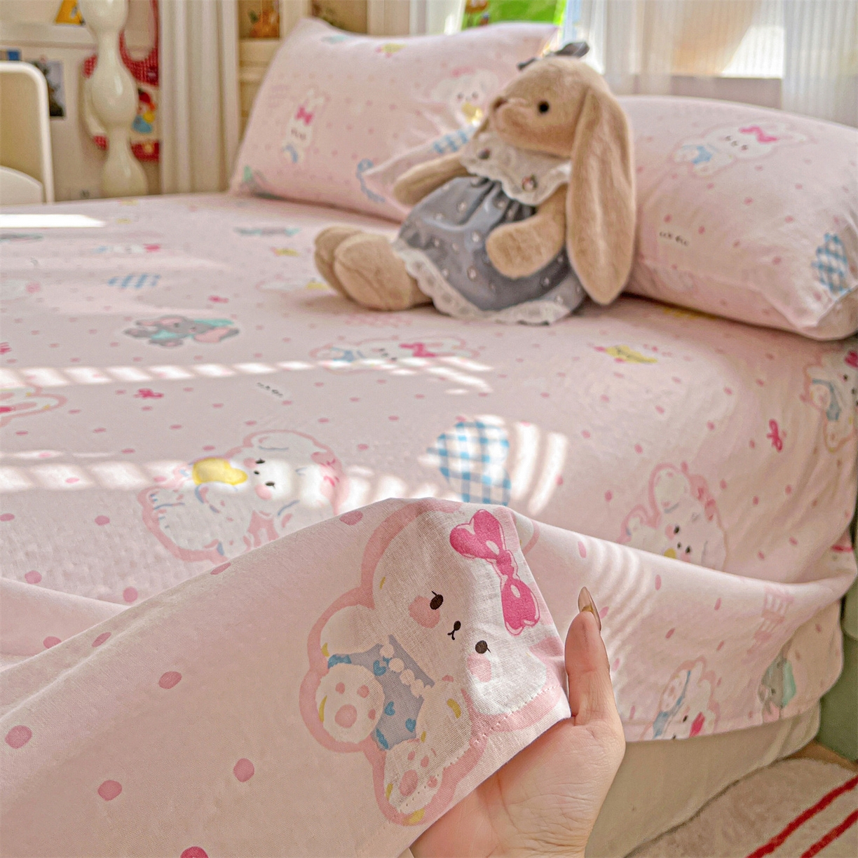 91家纺网 家纺一手货源 找家纺 名兮家居 2026新款全棉纯棉A类双层纱单床单 床单单件 双层纱-童梦缘