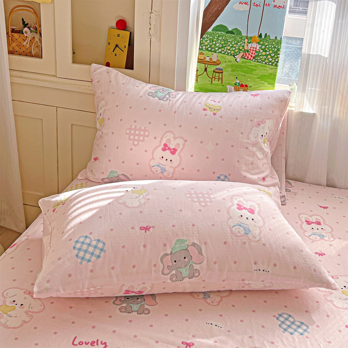 91家纺网 家纺一手货源 找家纺 名兮家居 2026新款全棉纯棉A类双层纱单床单 床单单件 双层纱-童梦缘